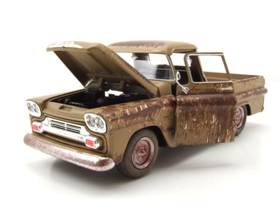 Motormax 79072BRN — 1958 Chevrolet Apache Fleetside Pickup Brown (Rusted) "Weathered Treasures" Series 1/24 Diecast Model Car by Motormax