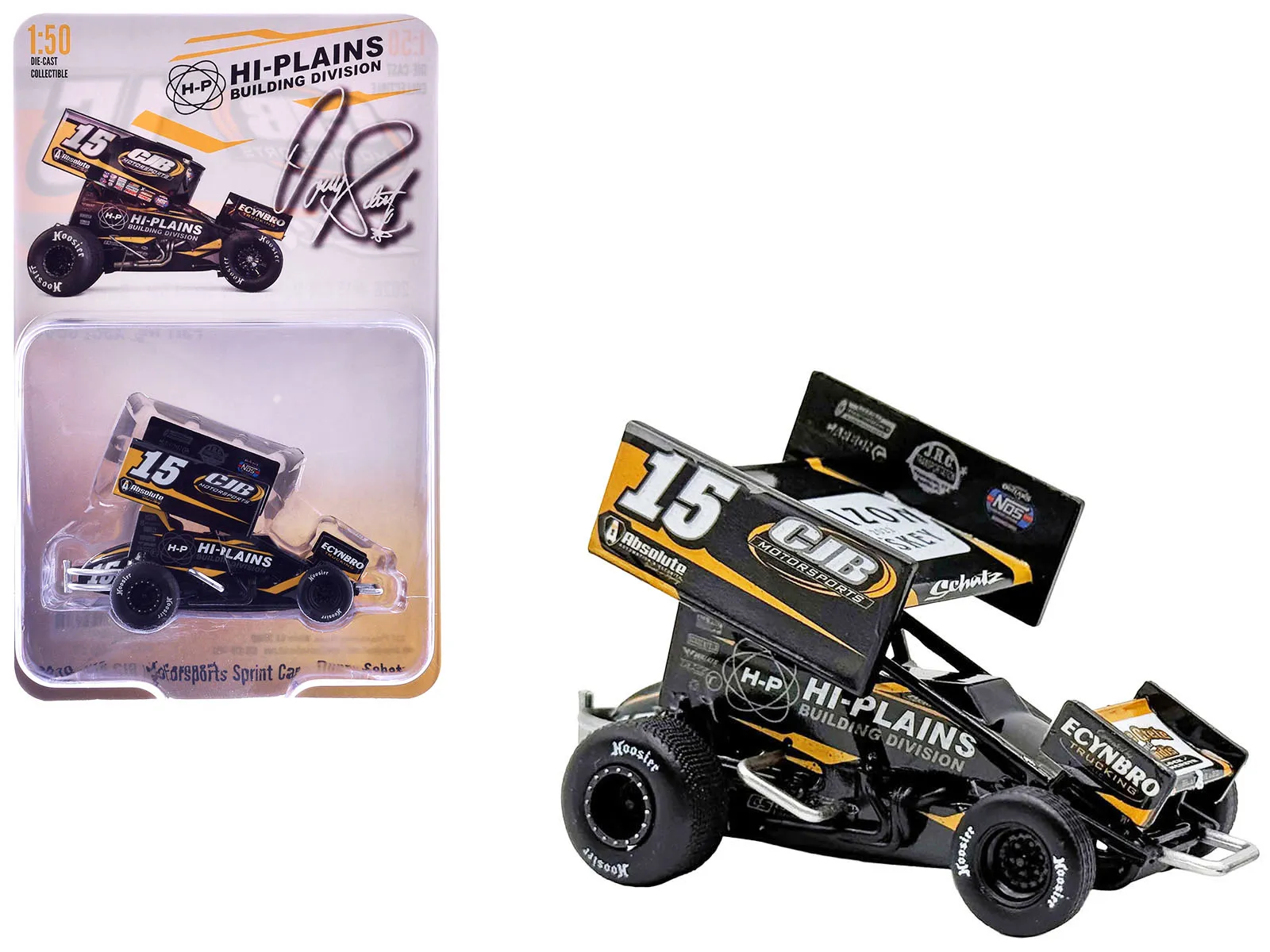 Acme A5026000 — Winged Sprint Car #15 Donny Schatz "CJB Motorsports - Hi-Plains Building Division" Black (2026) 1/50 Diecast Model Car by ACME