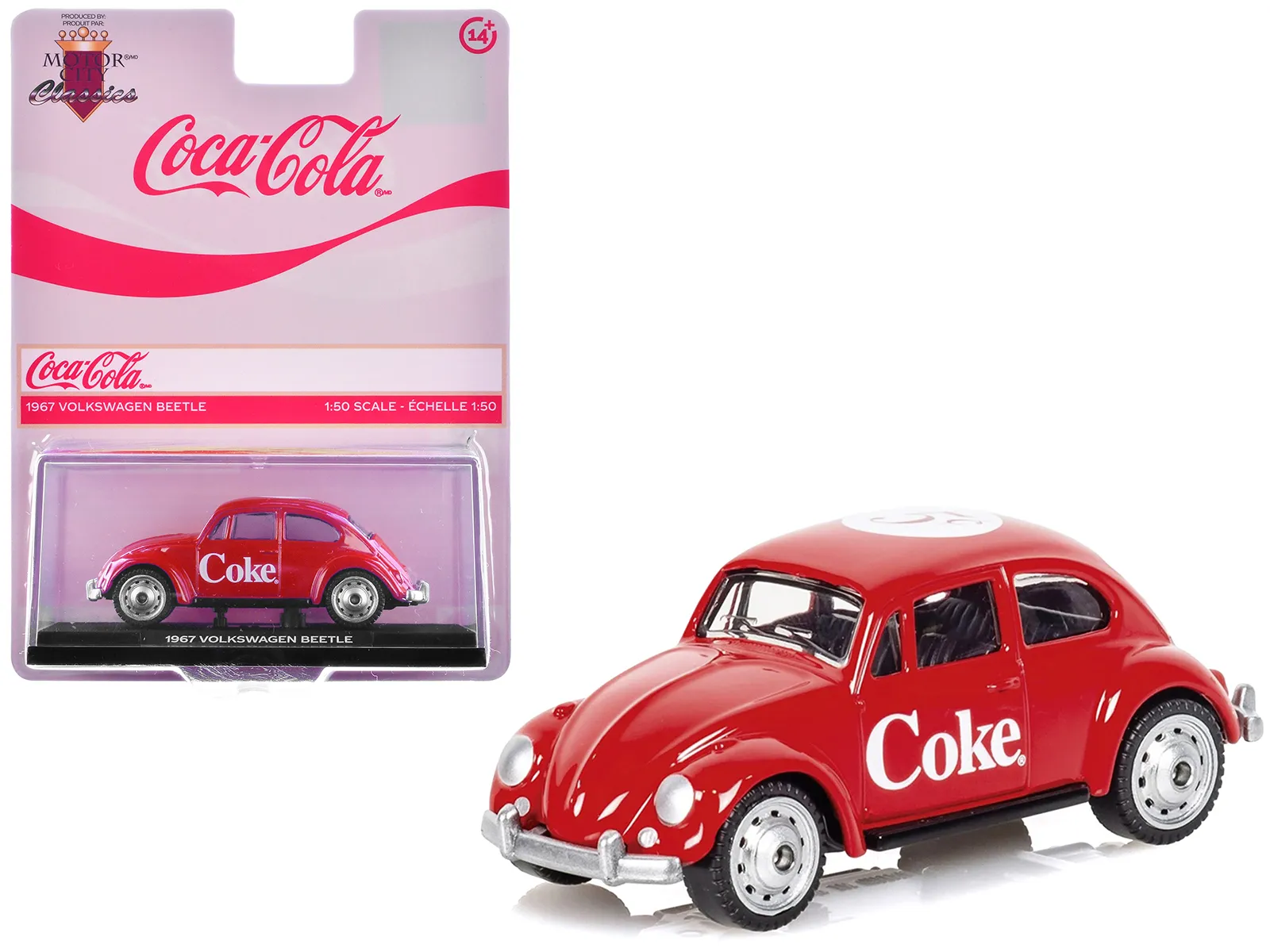 Motorcity Classics 450027 — 1967 Volkswagen Beetle "Coca-Cola" Red 1/50 Diecast Model by Motorcity Classics