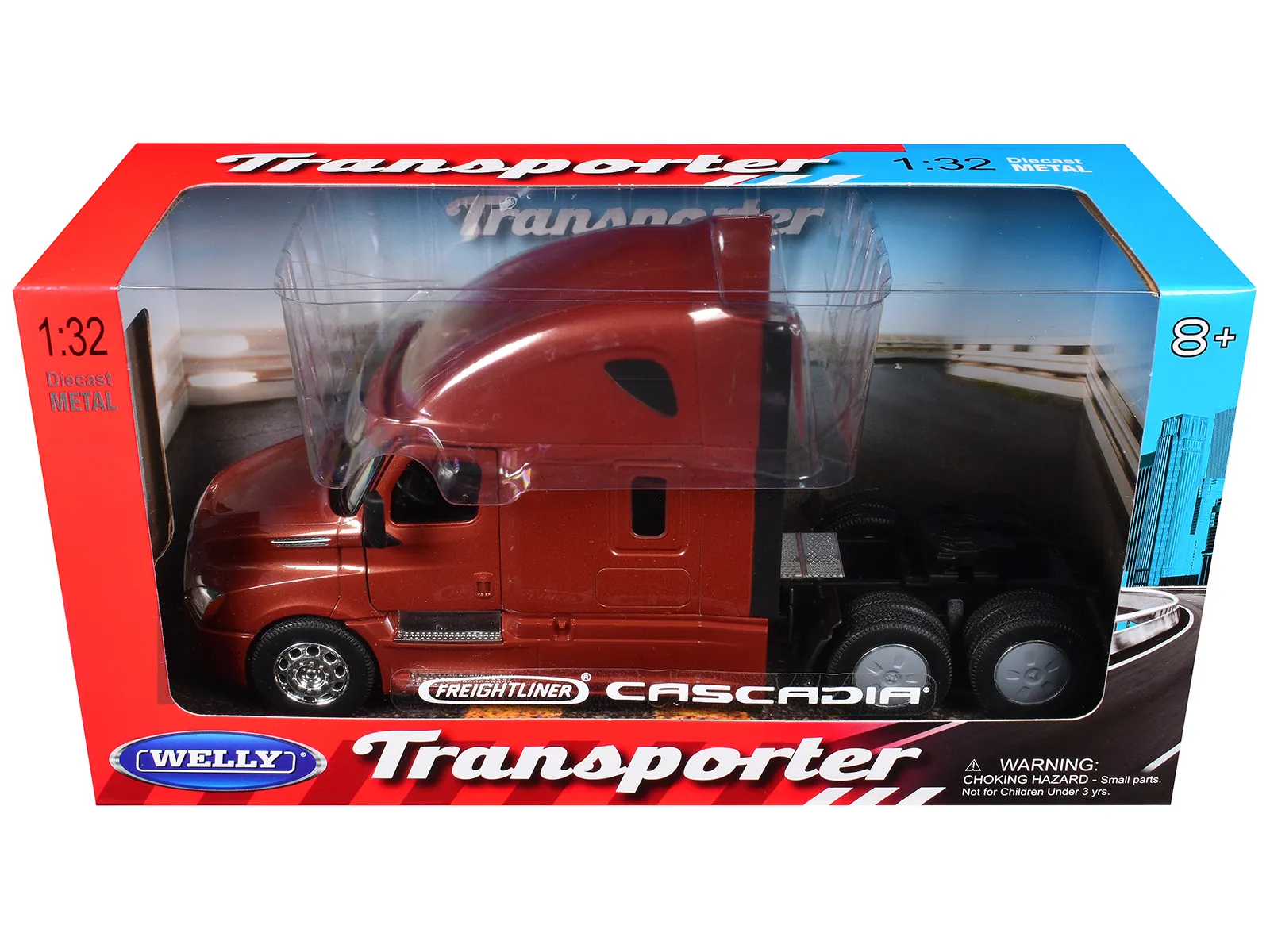Welly 32695W-GLD — Freightliner Cascadia Truck Copper Metallic "Transporter" Series 1/32 Diecast Model by Welly