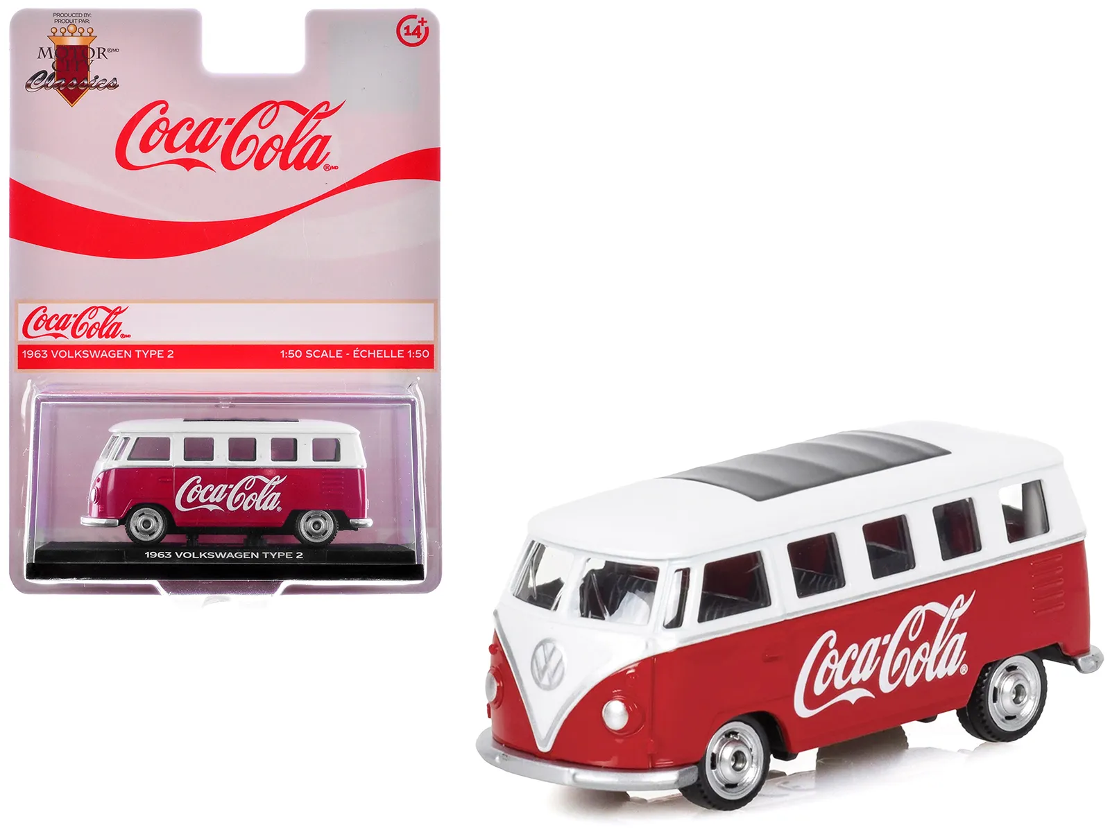 Motorcity Classics 450026 — 1963 Volkswagen Type 2 Van "Coca-Cola" Red and White 1/50 Diecast Model by Motorcity Classics