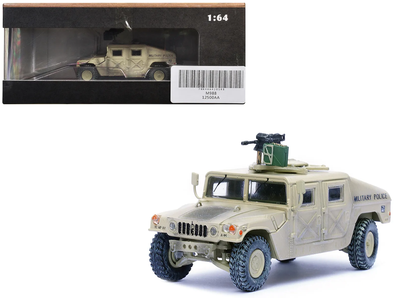 Panzerkampf 12500AA — M988 Modern 4x4 Utility Vehicle with Grenade Launcher Desert Sand "Military Police 4th Traffic Platoon A company 92nd MP Battalion 89th MP Brigade Ad Daman Saudi Arabia Gulf War" (1990) "Military Miniature" Series 1/64 Diecast Model by Panzerkampf