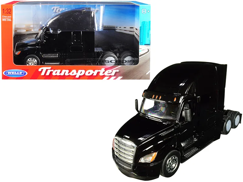 Welly 32695bk — Freightliner Cascadia Truck Black "Transporter" 1/32 Diecast Model by Welly