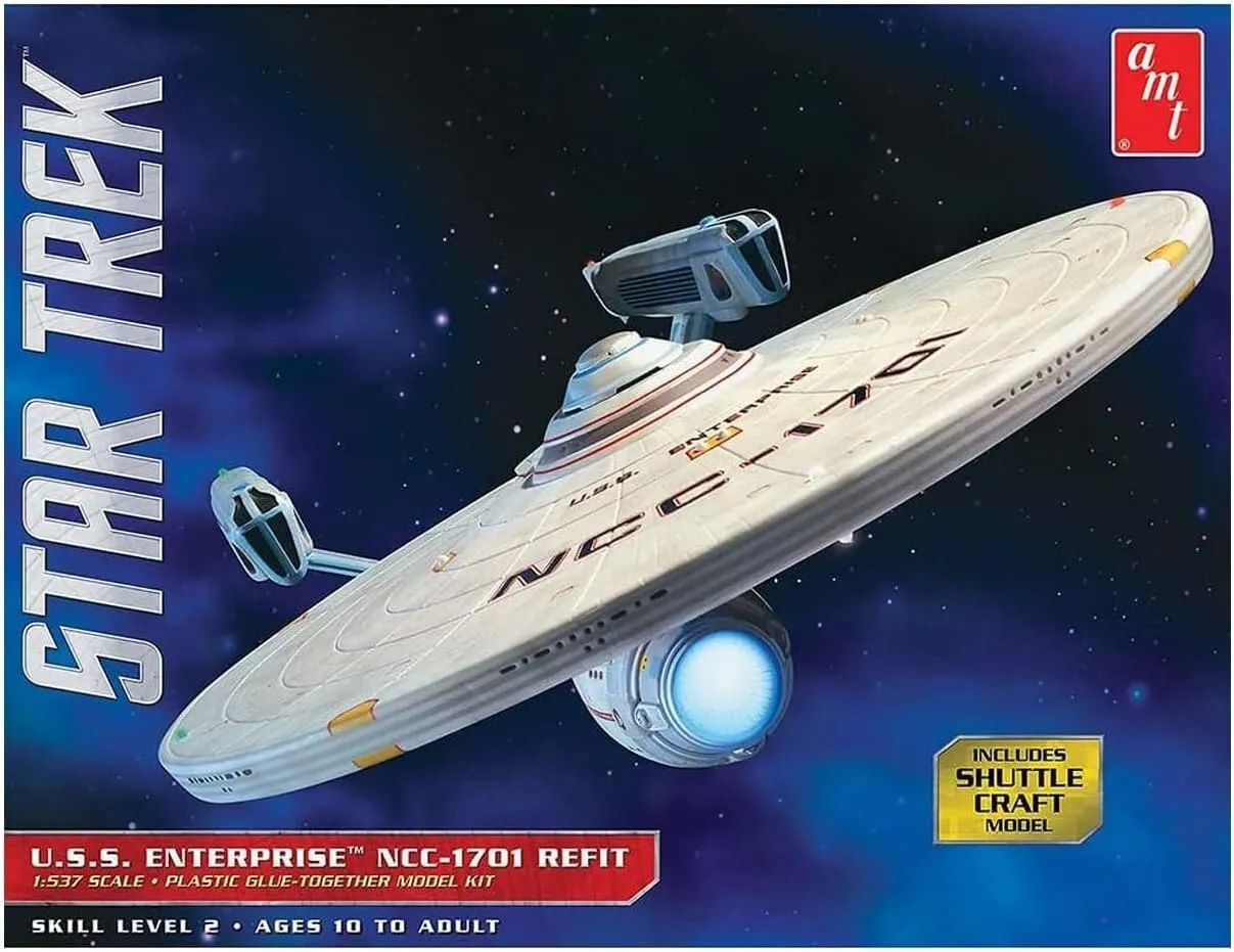 AMT AMT1080 — Skill 2 Model Kit U.S.S. Enterprise NCC-1701 Refit Starship "Star Trek" 1/537 Scale Model by AMT