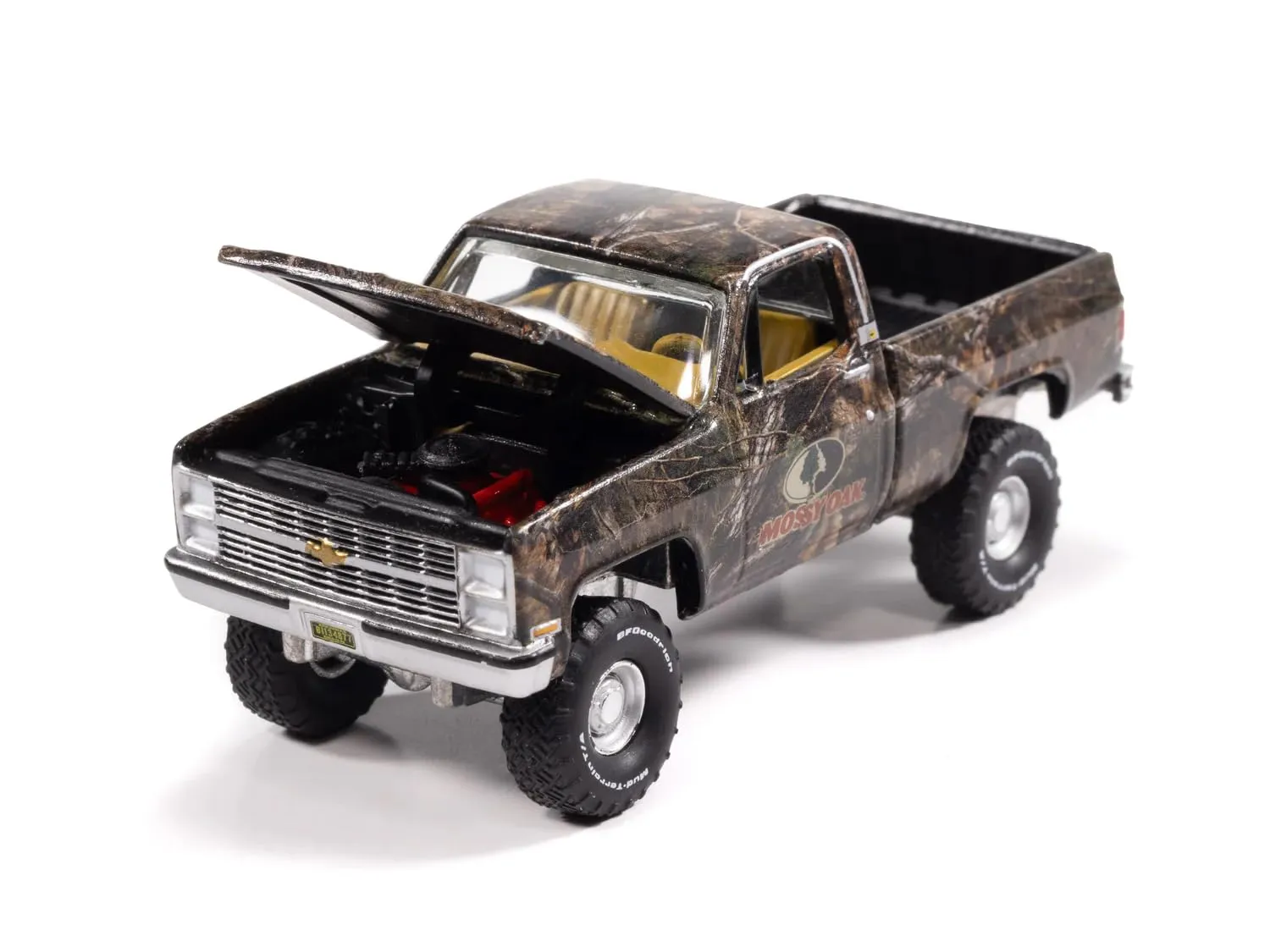 Autoworld AWBC003-AWSP199 — 1983 Chevrolet Silverado Pickup Truck "Mossy Oak" Camouflage Livery "Big Country Collectibles" 2025 Series 1/64 Diecast Model Car by Auto World