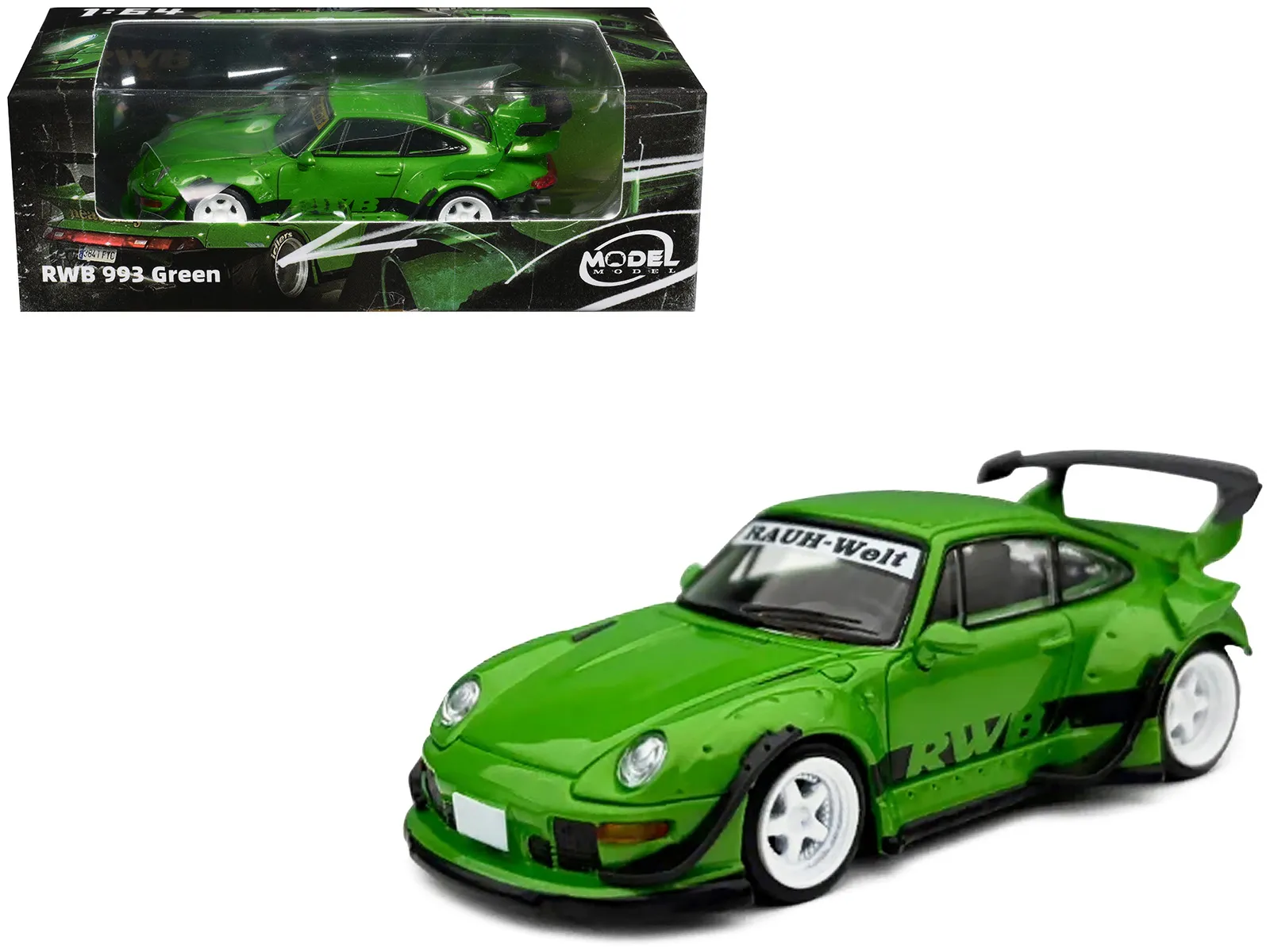 Model Model MM64-RWB993-008 — RWB 993 Green with Black Stripes 1/64 Diecast Model Car by Model Model