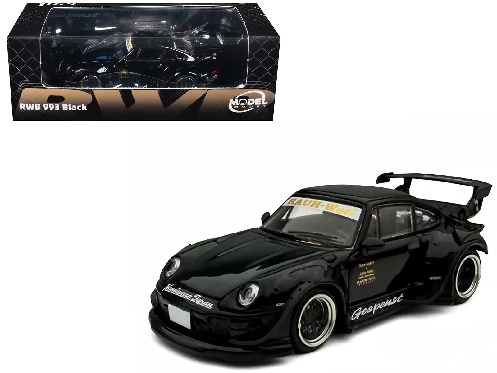 Model Model MM64-RWB993-004 — RWB 993 "Gespenst" Black 1/64 Diecast Model Car by Model Model