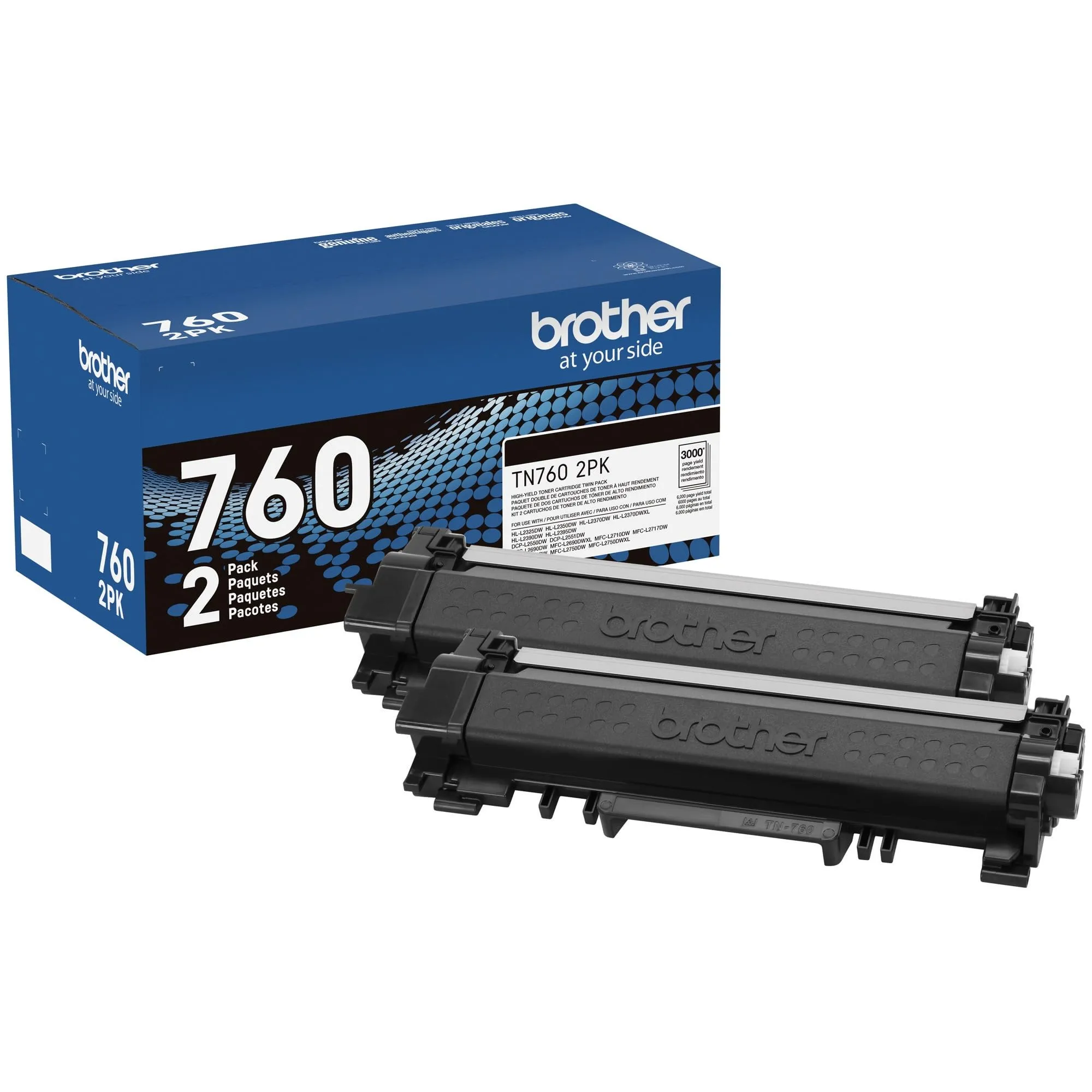 Brother TN7602PK — BROTHER TN7602PK BLACK HIGH YIELD TONER CARTRIDGE 2 PACK FOR USE IN HLL2350DW HL