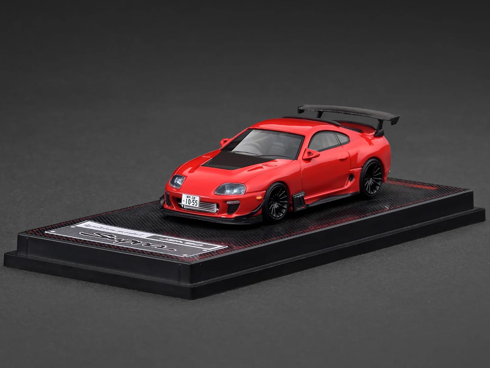 Ignition Model IG3882 — Toyota Supra (JZA80) RZ RHD (Right Hand Drive) Red with Carbon Hood 1/64 Diecast Model Car by Ignition Model