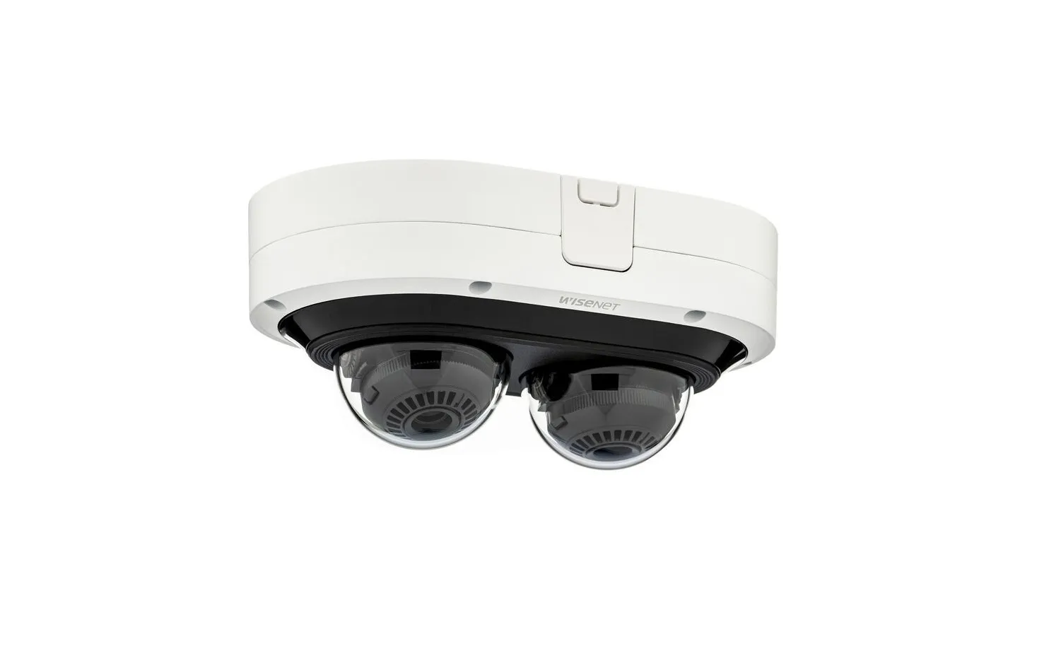 Hanwha PNM-7082RVD — 4MP X 2 IR outdoor Dome - Network vandal outdoor 2CH IR dome camera (2MP X 2 sensors) 4MP @ 30fps 3~6mm(2x) (107 ~56.3 ) motorized varifocal lens Triple codec (H.265/H.264/MJPEG) IR viewable length 25m (82ft) USB port for easy installation.