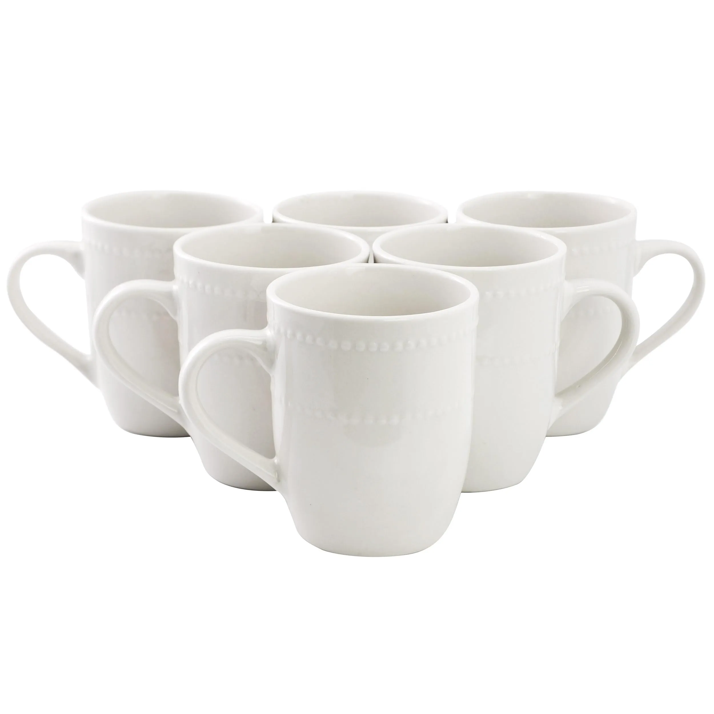 ELAMA ELM-OLEVIA6M — Elama Olevia 6 Piece Embossed Dot Stoneware 12 Ounce Mug Set in White