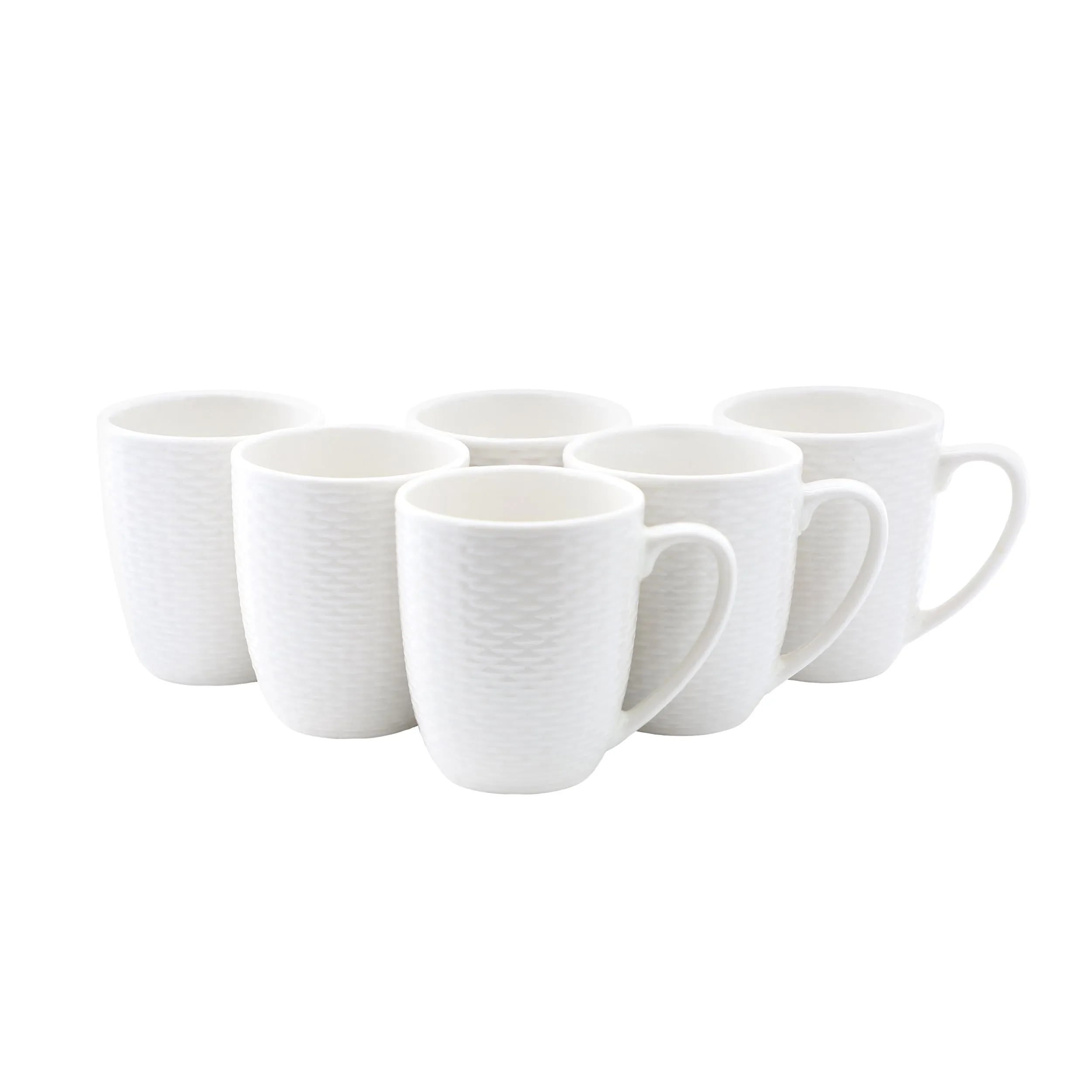 ELAMA ELM-OPHELIA6M — Elama Ophelia 6 Piece Stoneware 12 Ounce Mug Set in White