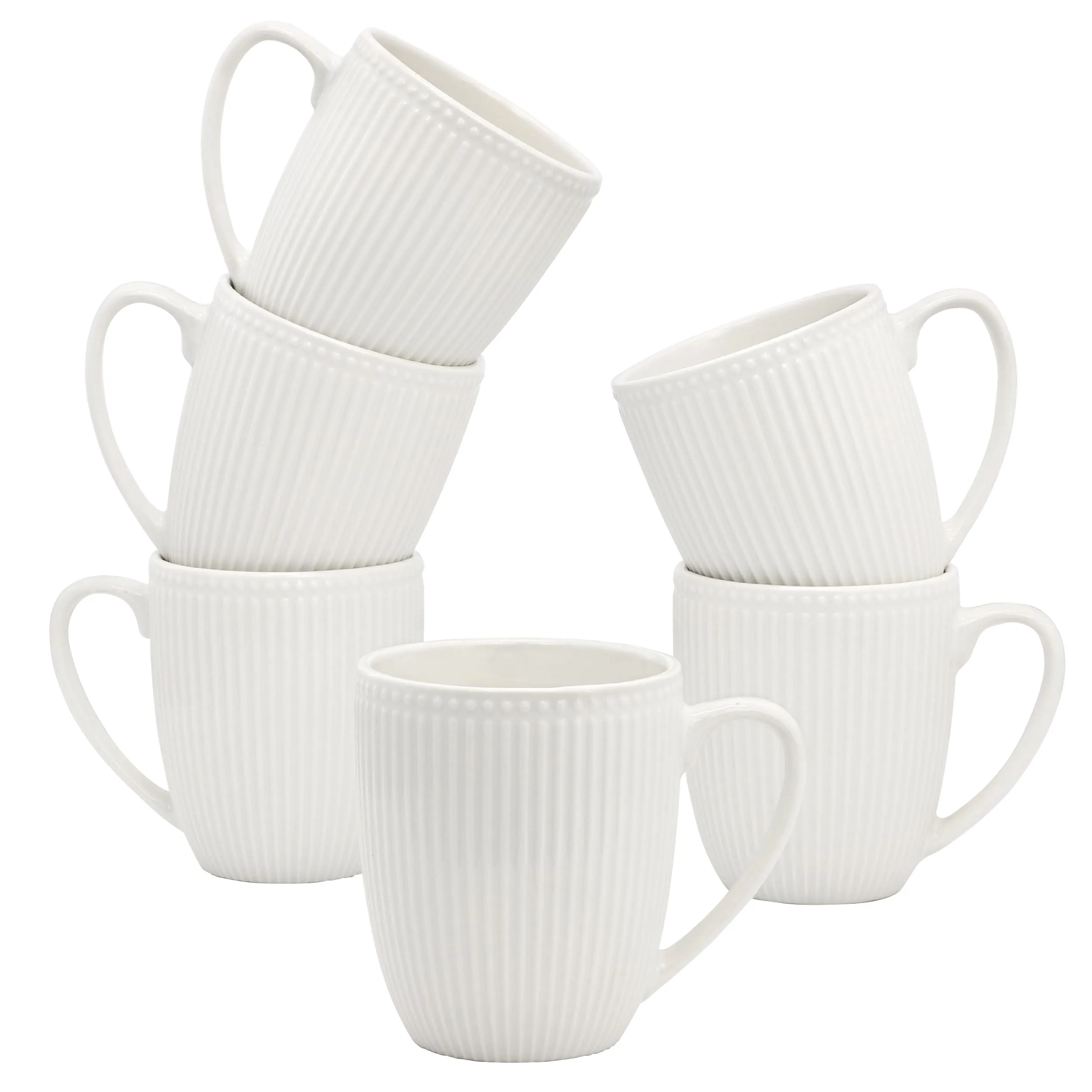 ELAMA ELM-GRETEL6M — Elama Gretel 6 Piece Round Stoneware 12 Ounce Mug Set in White