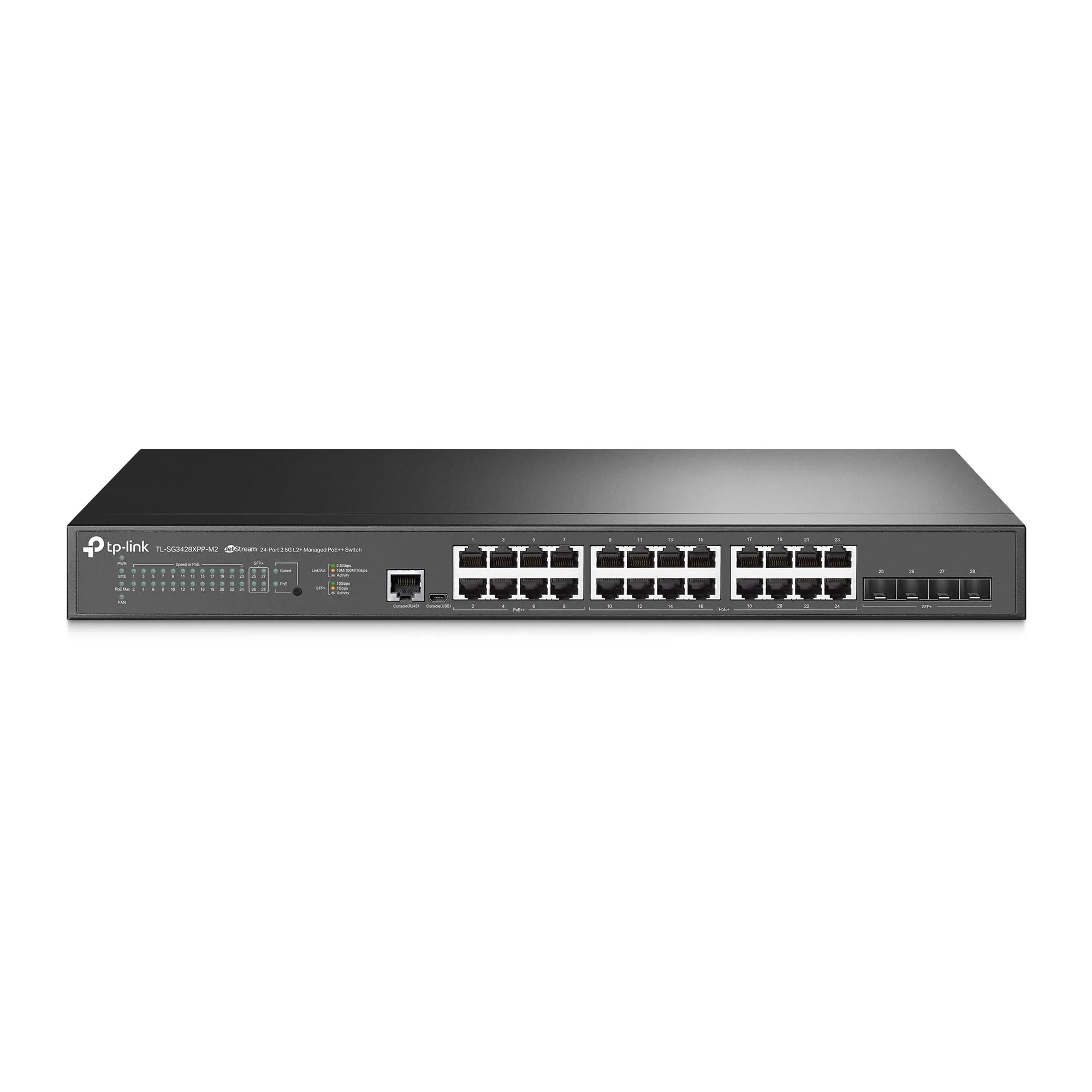 TPLINK SG3428XPP-M2 — OMADA 24-PORT 2.5GBASE-T AND 4-PORT 10GE SFP+ L2+ MANAGED SWITCH WITH 16-PORT PO