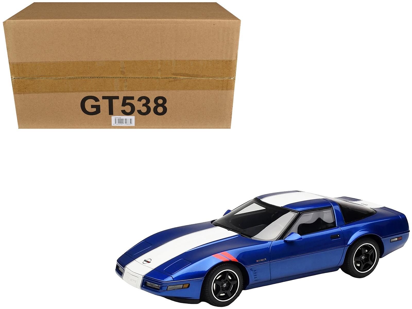 Gt Spirit GT538 — 1996 Chevrolet Corvette C4 Grand Sport Blue Metallic with White Stripe 1/18 Model Car by GT Spirit