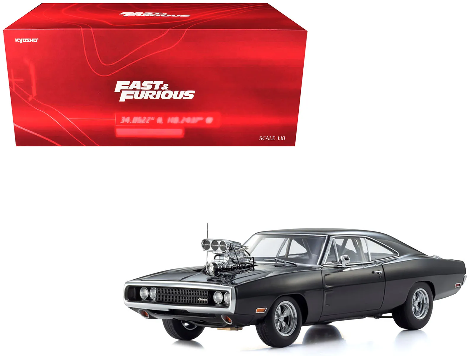 Kyosho KS08974FF — Dodge Charger R/T Black "The Fast and the Furious" (2001) Movie 1/18 Diecast Model Car by Kyosho