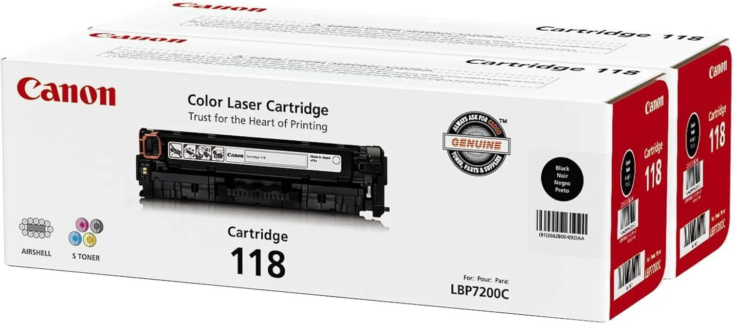 CANON INKJET 2662B004 — CANON CARTRIDGE 118 VP BLACK TONER - FOR CANON IMAGECLASS LBP7200CDN, LBP7660CDN