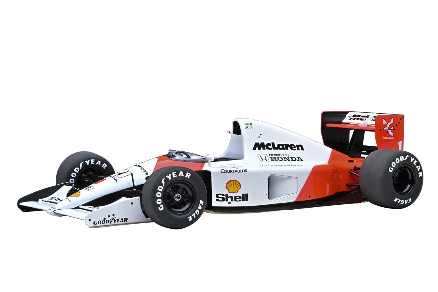 Autoart 89140 — McLaren Honda MP4/6 #1 Ayrton Senna 2nd Place Formula One F1 Japanese GP (1991) (with McLaren Logo) 1/18 Model Car by Autoart