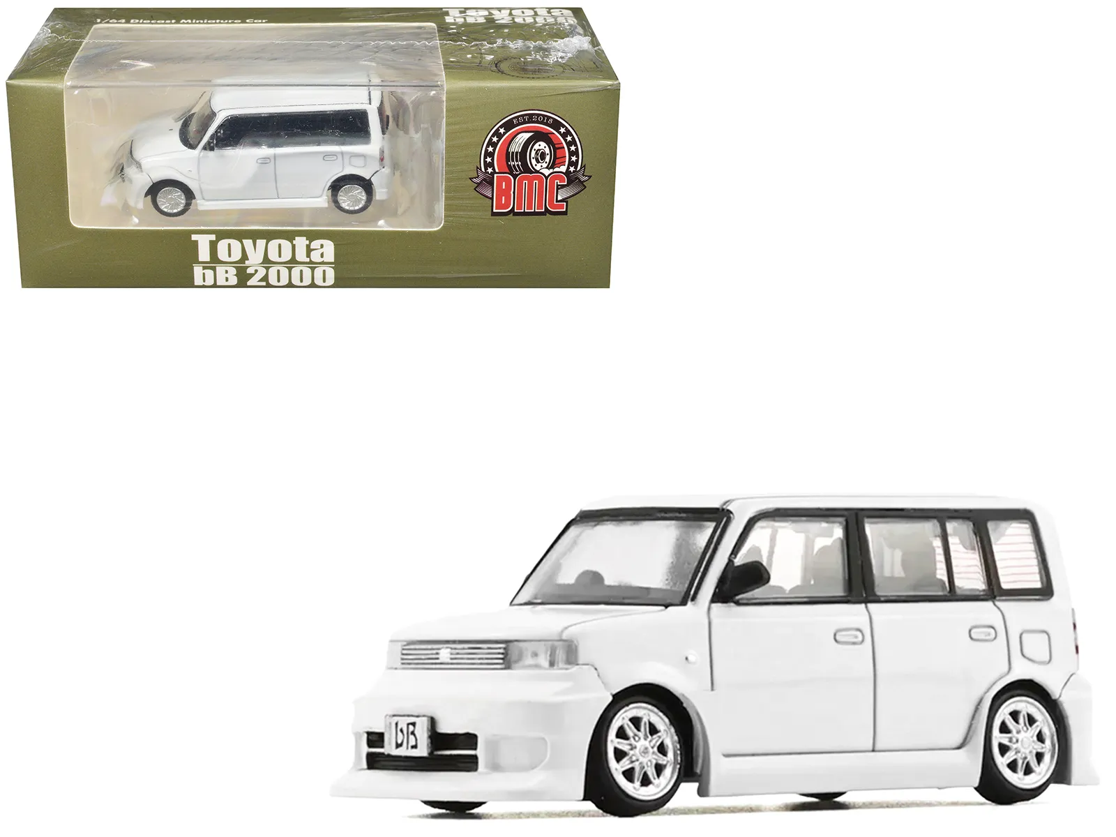 Bm Creations 64B0374 — Toyota bB 2000 Van White with Extra Accessories 1/64 Diecast Model Car by BM Creations
