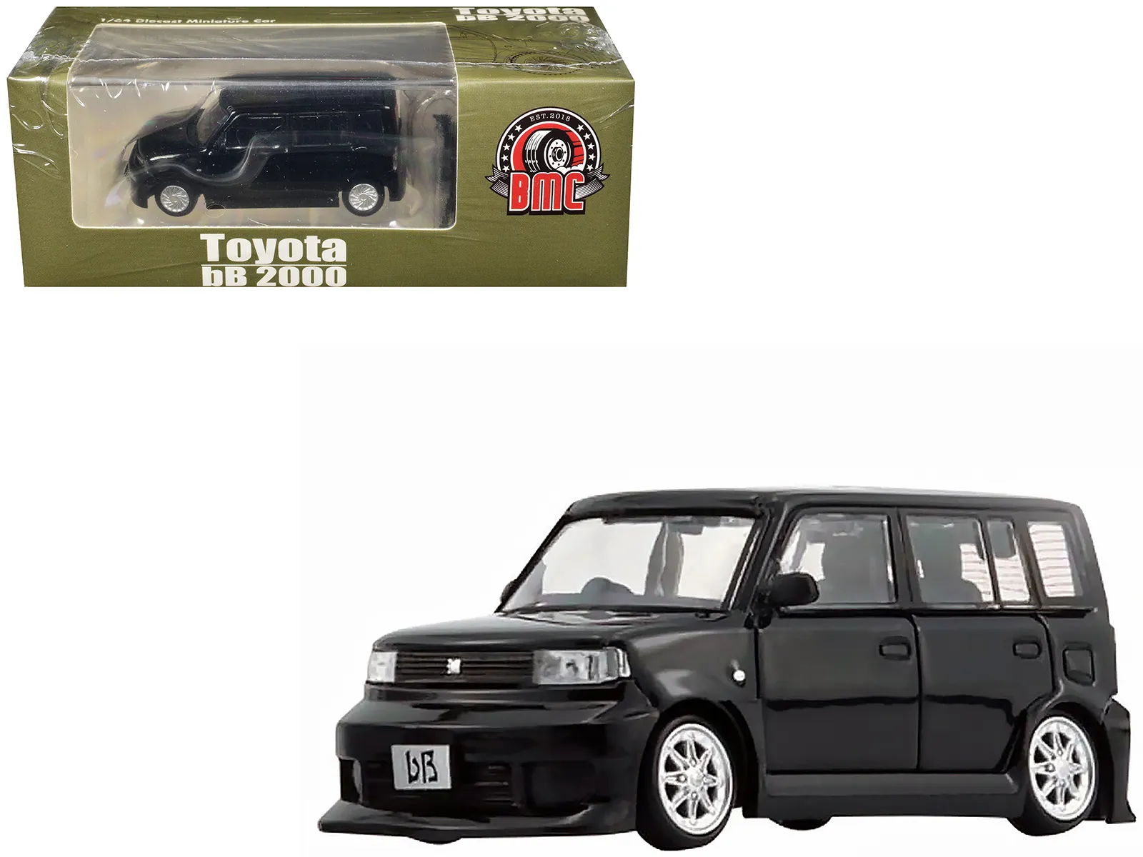 Bm Creations 64B0372 — Toyota bB 2000 Van Black with Extra Accessories 1/64 Diecast Model Car by BM Creations