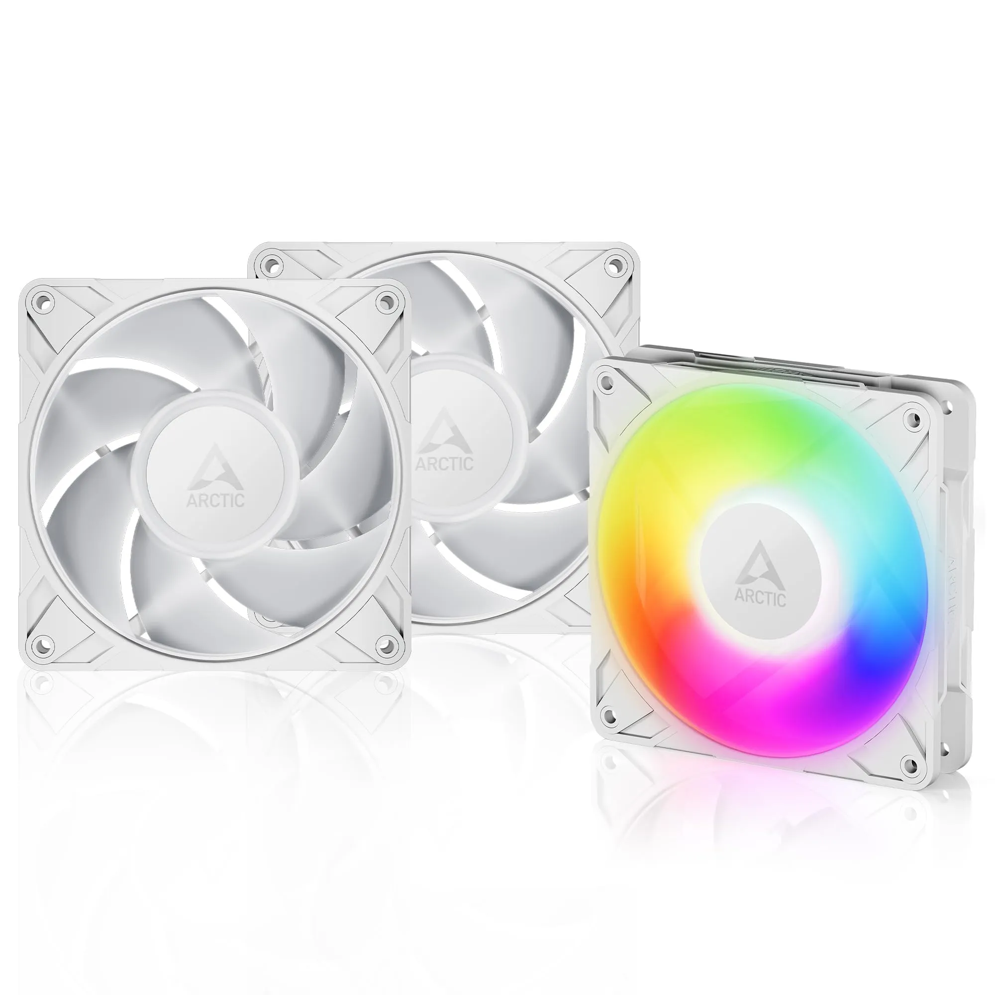 ARCTIC ACFAN00326A — ARCTIC P12 PRO A-RGB (WHITE) - 3 PACK - 120MM CASE FAN VALUE PACK - FLUID DYNAMI