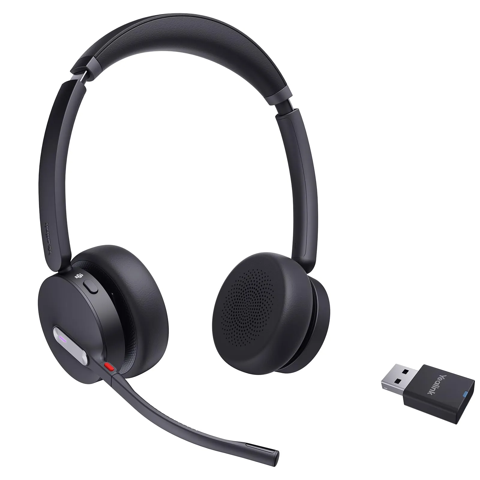 Yealink 1208685 — WH64 Hybrid Dual Teams - Wireless Binaural headset with a DECT dongle for portable hybrid working - Certified for use with Microsoft Teams (No charging cradle)