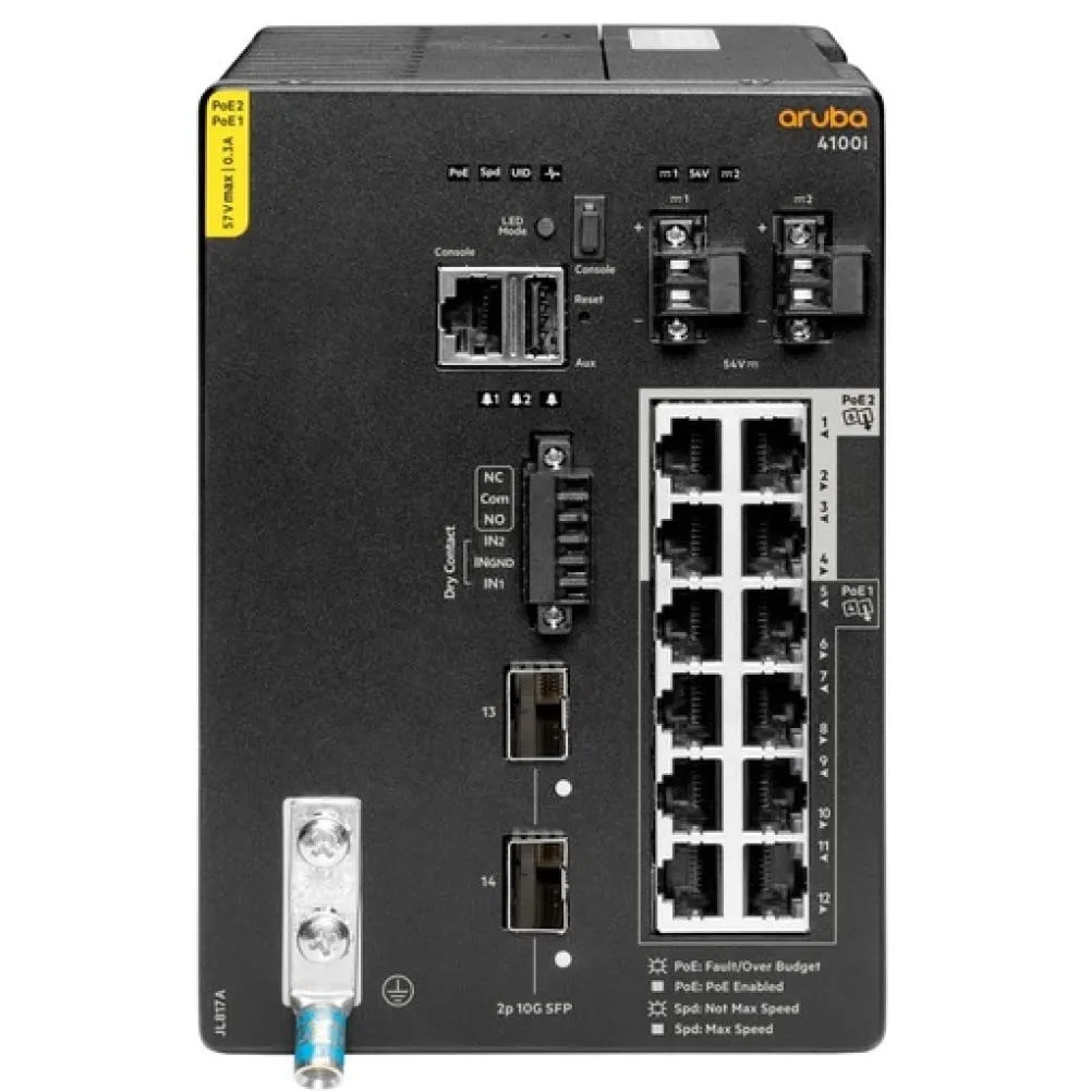 HP JL817A — Aruba 4100i 12G CL4/6 POE 2SFP+ DIN Sw