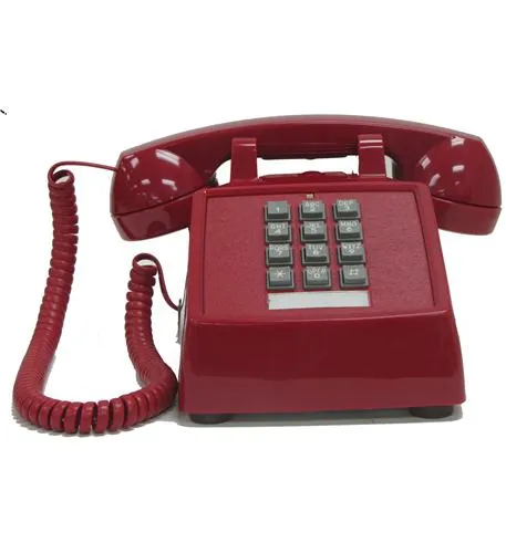 http://www.teledynamics.com/#/productdetails/ITT2500VOEMDRD 250047-V0E-20MD — 2500 Basic Single Line Desk Telephone with 9 Ft Handset Cord Electric Ringer Ringer Volume Control Hearing-Aid Compatible Globally Sourced Red