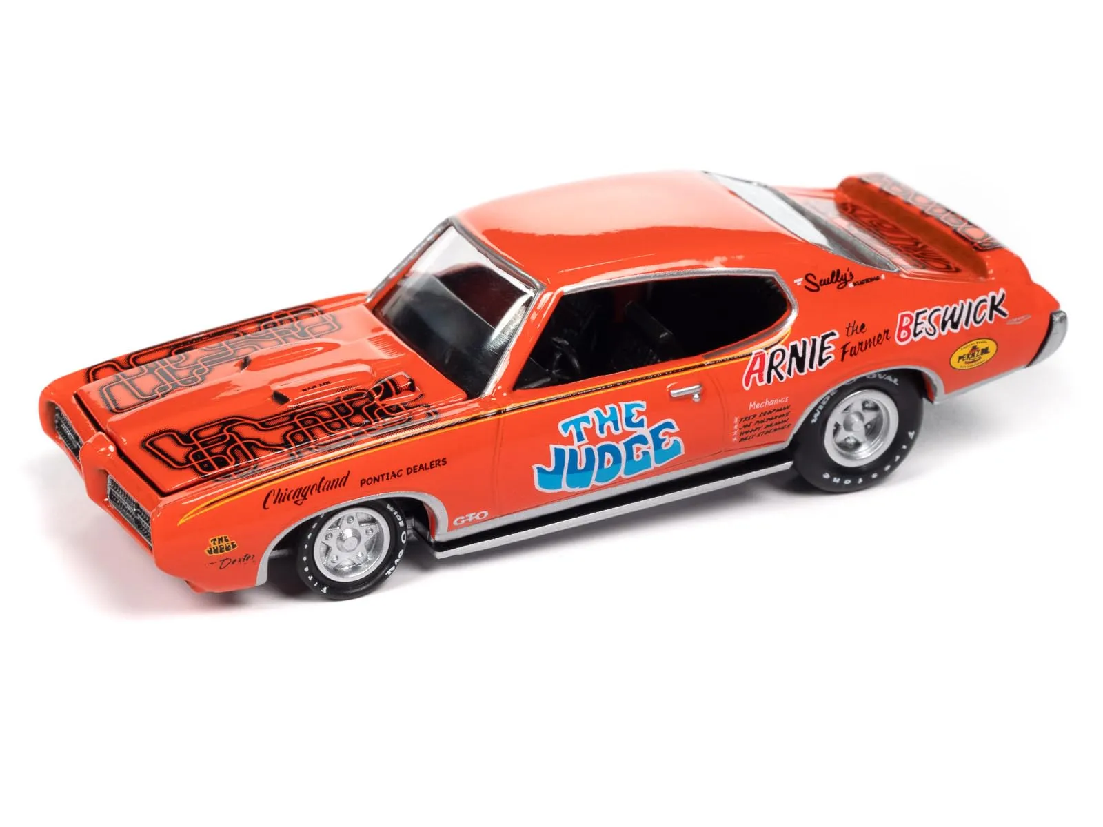 Racing Champions RC016-RCSP029A — 1969 Pontiac GTO Orange with Graphics "The Judge - Arnie 'The Farmer' Beswick" "Racing Champions Mint 2023" Release 1 Limited Edition to 2500 pieces Worldwide 1/64 Diecast Model Car by Racing Champions