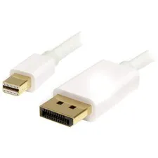 STARTECH STC MDP2DPMM3MW — StarTech.com Mini DisplayPort to DisplayPort Cable Audio/Video Cable - 9.84 ft DisplayPort/Mini DisplayPort A/V Cable for TV, Monitor, Projector, Mac mini, Audio/Video Device - First End: 1 x 20-pin Mini DisplayPort 1.2 Digital Audio/Video - Male - Second End: 1 x 20-pin DisplayPort 1.2 Digital Audio/Video - Male - Supports up to 3840 x 2160 - Shielding - Gold Plated Connector - CMG - 32 AWG - White - 1 Each