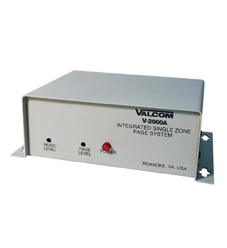 VALCOM V-2000A — ONE-WAY, 1 ZONE, PAGE CONTROL WITH BUILT-IN POWER PROVIDES A BACKGROUND MUSIC IN