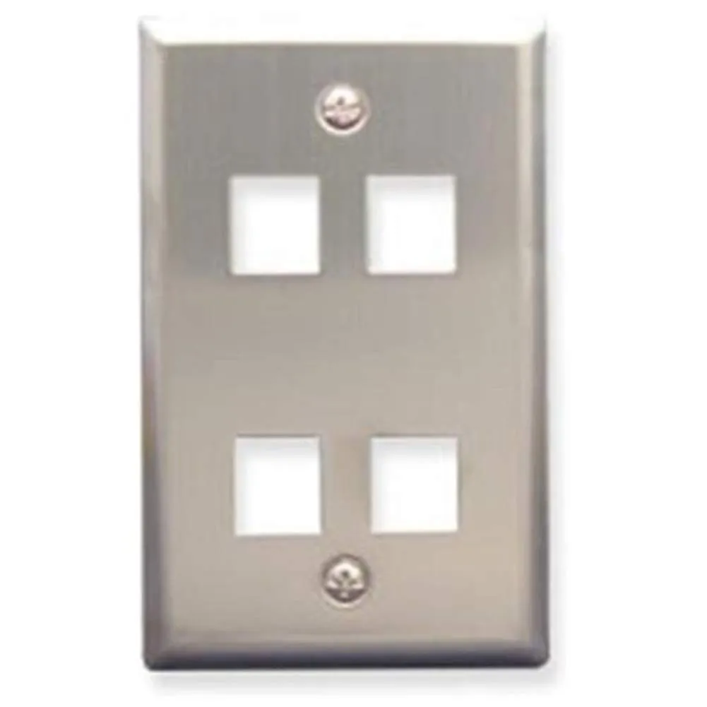 Cablesys ICC-FACE-4-SS — FACEPLATE, STAINLESS STEEL,1-GANG,4-PORT