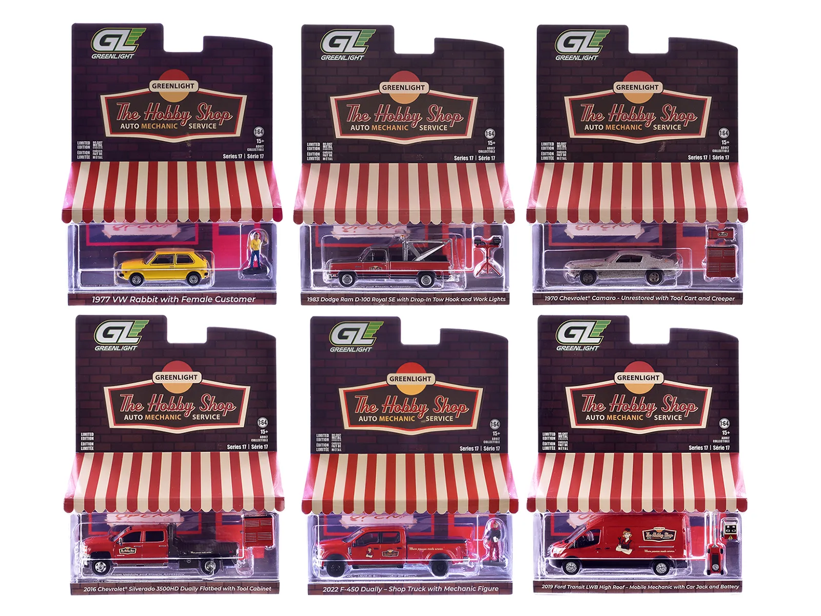 Greenlight 97170SET — "The Hobby Shop" Series 17 Set of 6 pieces 1/64 Diecast Model Cars by Greenlight