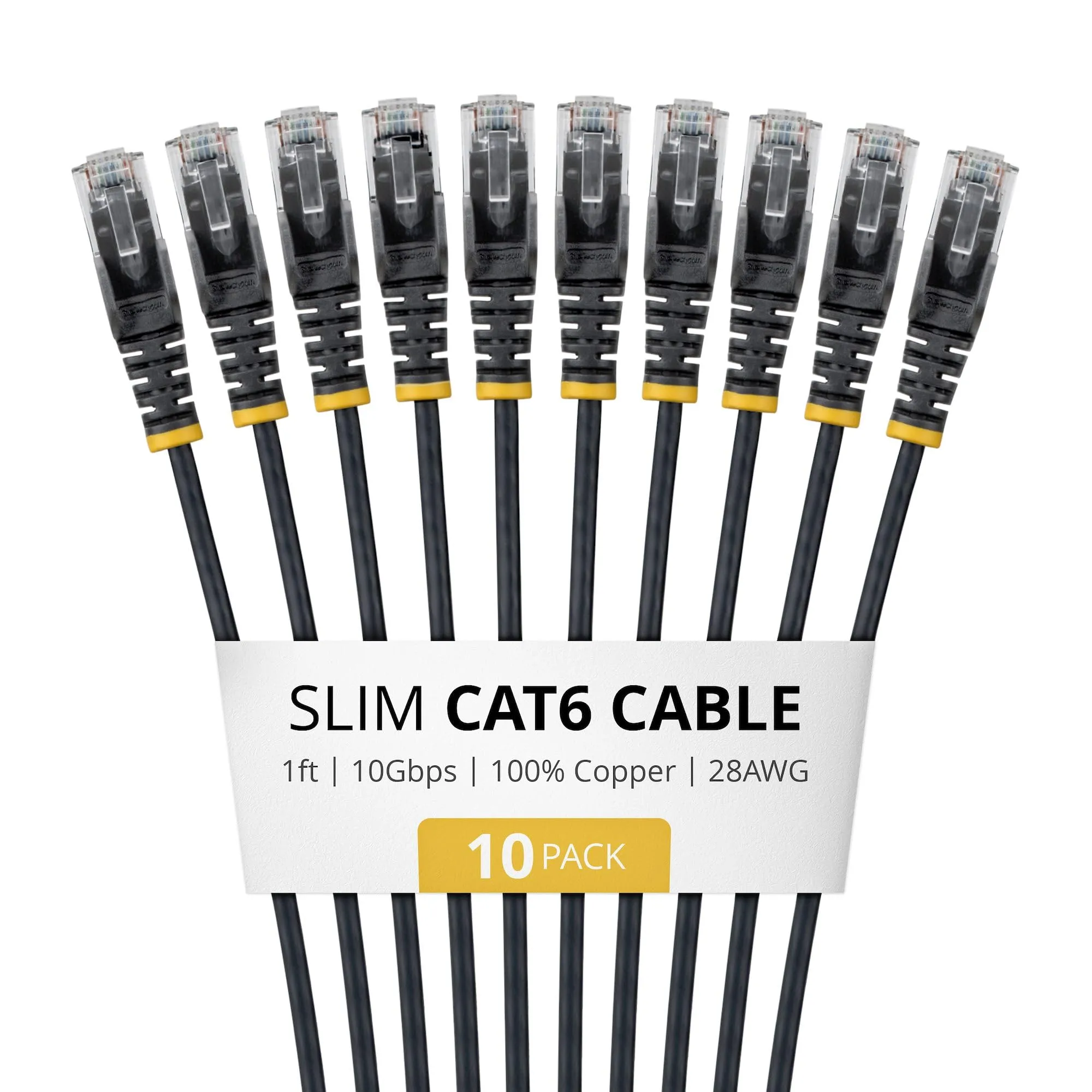 STARTECH N6PAT1BKS10PK — 1ft Black Slim Cat6 Cable Pack