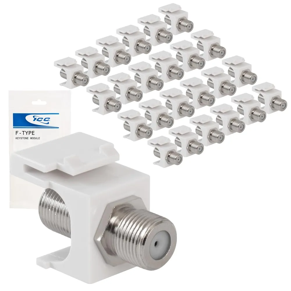 Cablesys IC107BFCWH — MODULE, F-TYPE NICKEL PLATED 25 PK WHITE