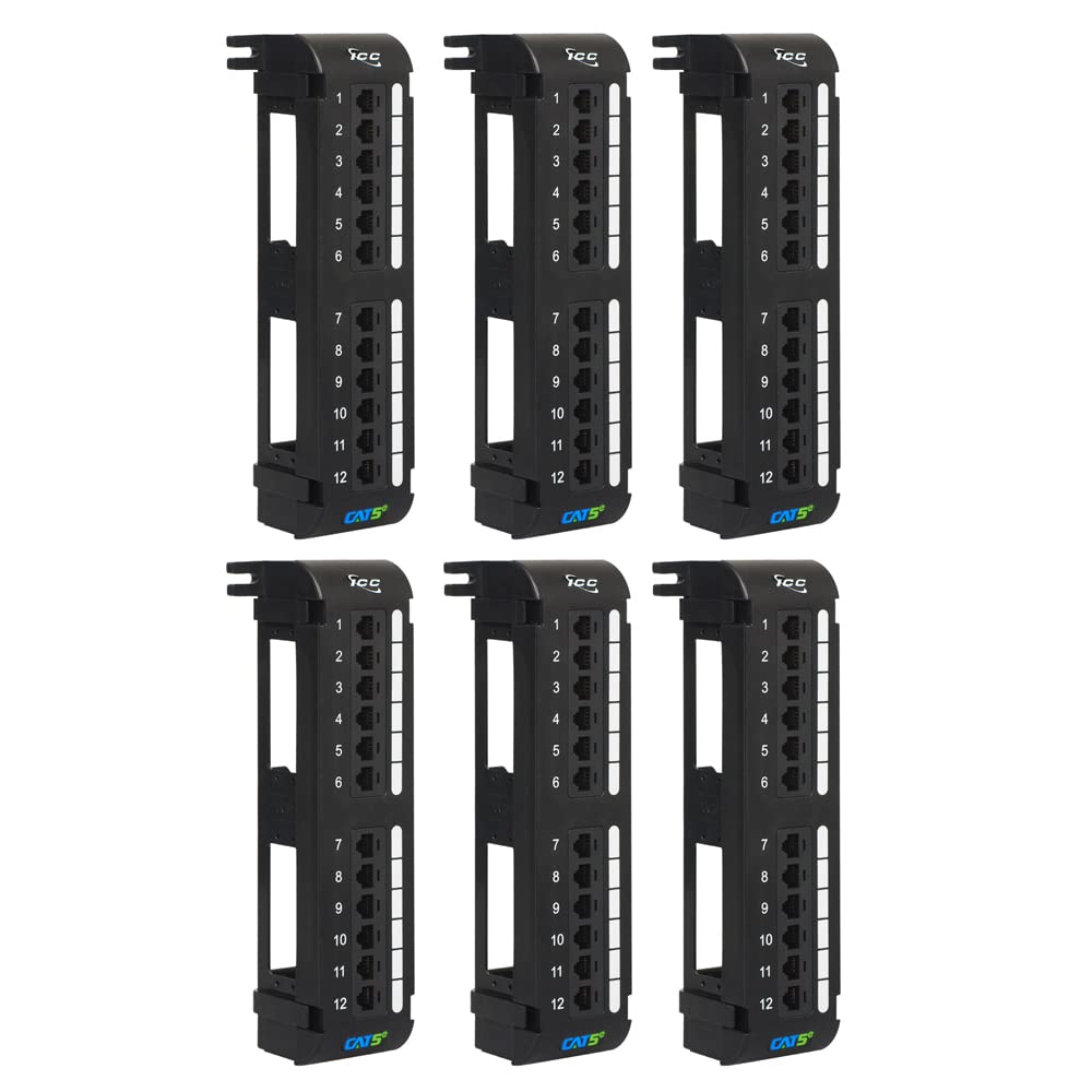 Cablesys ICMPP125EV — PATCH PANEL, VERT, CAT 5E, 12-PORT, 6PK