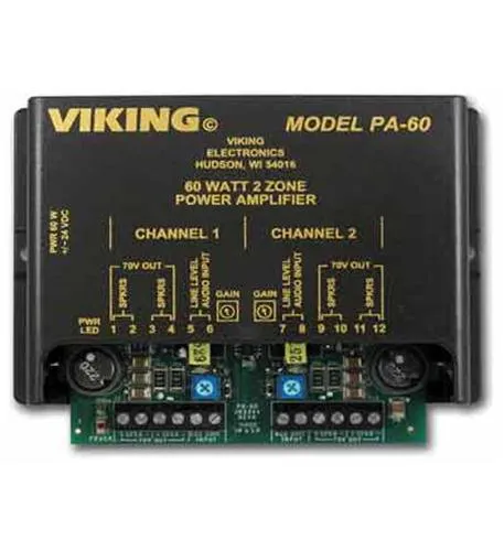 Viking Electronics PA-60 — 60W Compact Two Zone Amplifier