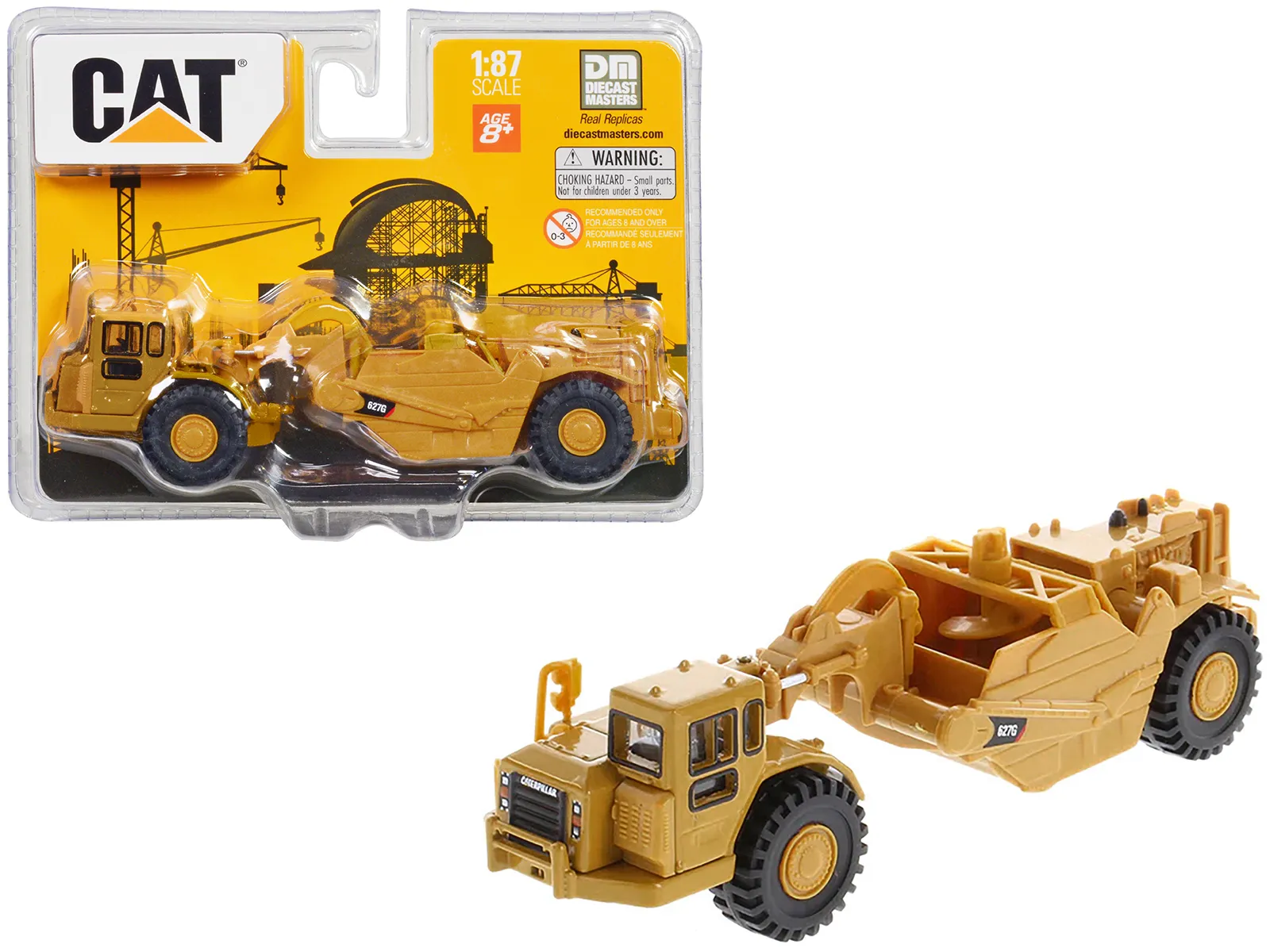 Diecast Masters 84405 — CAT Caterpillar 627G Auger Scraper Yellow 1/87 (HO) Diecast Model by Diecast Masters