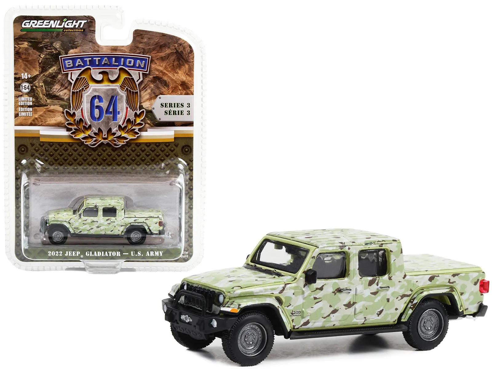 Greenlight 61030C — 1949 Willys Jeep MB U.S. Army "545th Military Police Company Camp Drake Japan Training Camp" Yellow "Battalion 64" Series 3 1/64 Diecast Model Car by Greenlight