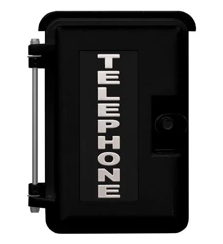 Viking Electronics VE-9X12B-3P — Black Heavy-Duty Plastic Outdoor Enclosure with Silver Telephone Lettering, includes Internal Adapter Panel 3 for Mounting Viking Products