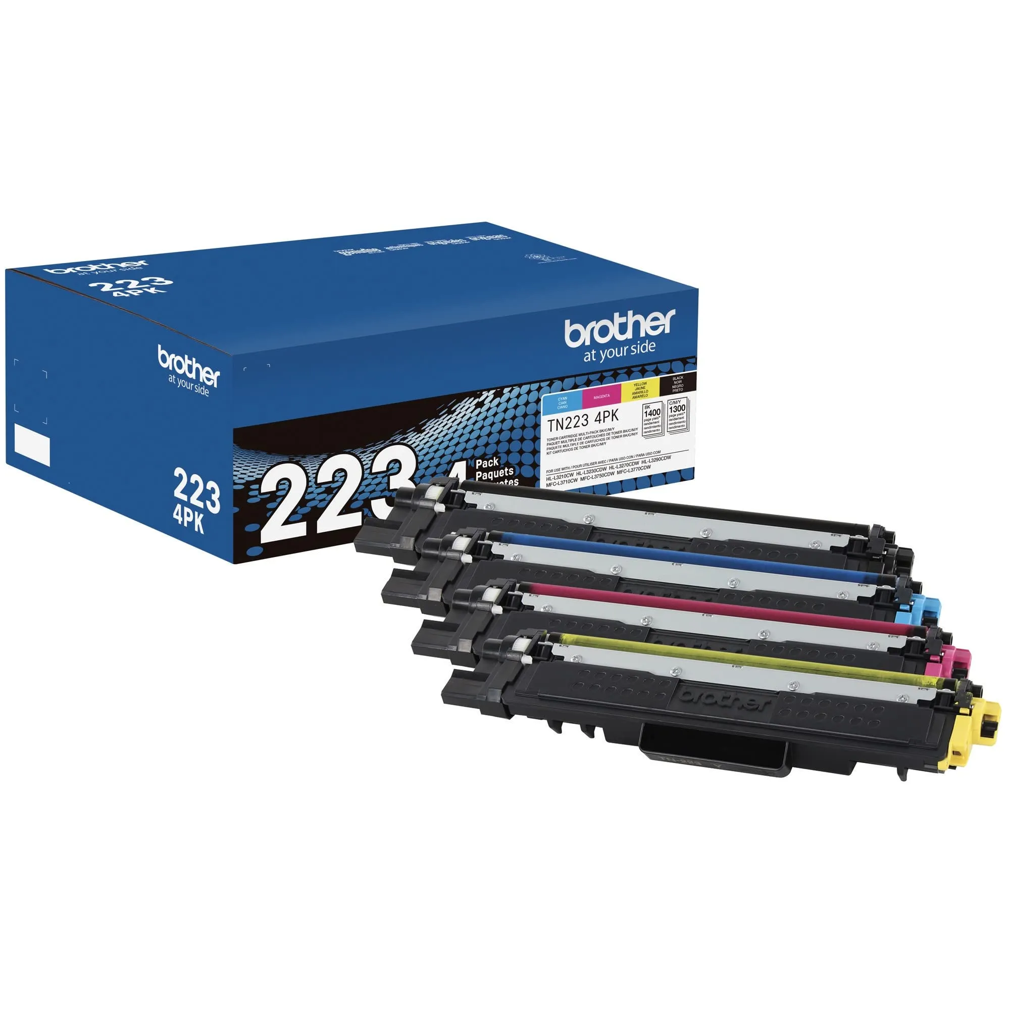 Brother TN2234PK — Brother Standard Yield Toner Cartridge 4-Pack (1 Ea. Black Cyan Magenta Yellow) (Bk 1400 Yield/Clr 1300 Yield)