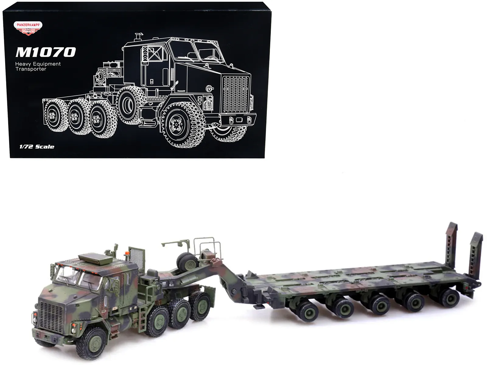 Panzerkampf 12206PA — M1070 Heavy Equipment Transporter Army Camouflage "Armor Premium" Series 1/72 Diecast Model by Panzerkampf