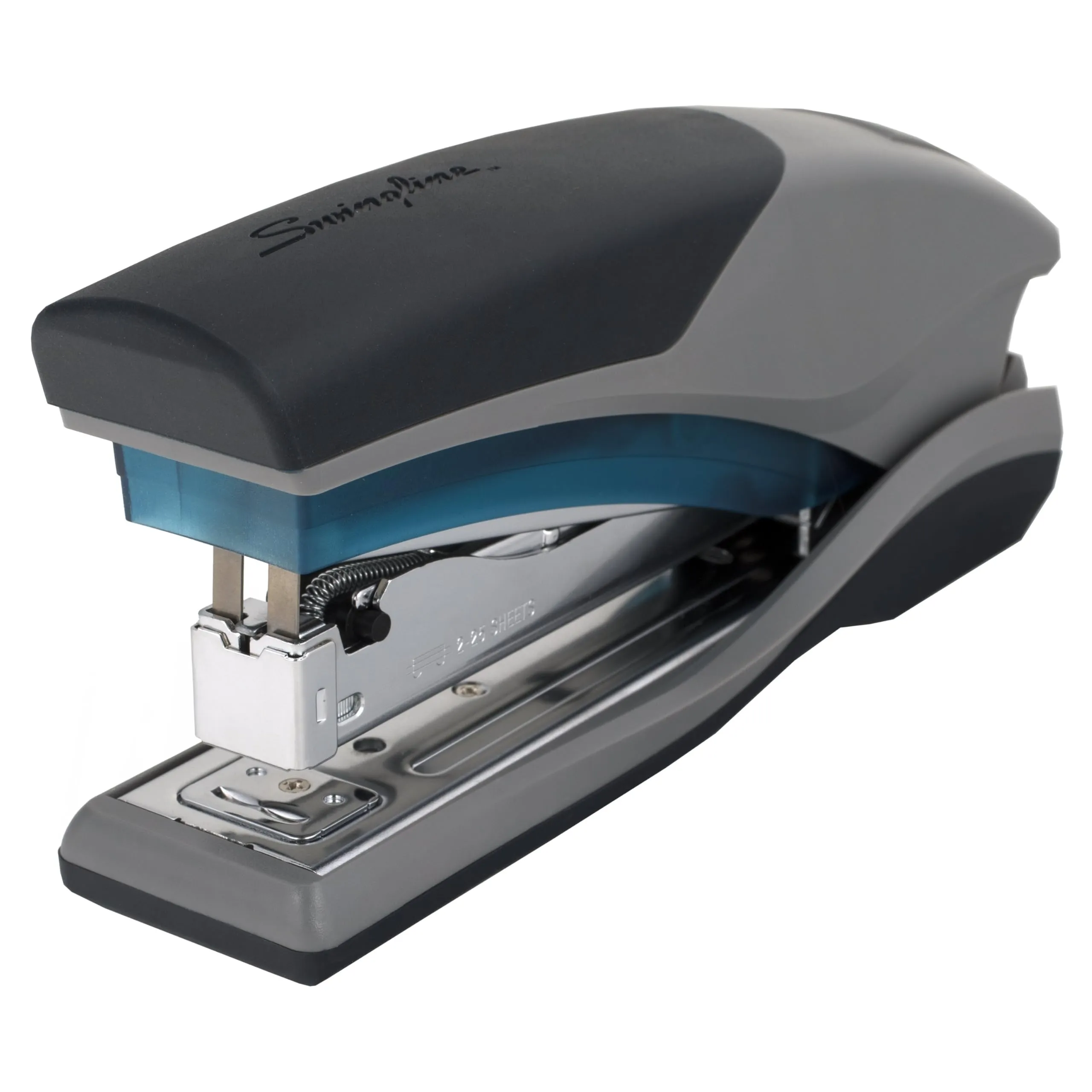 SWINGLINE SWI 66404 — Swingline Optima 25 Reduced Effort Stapler - Staples Upto 25 Sheet of 20lb Paper - Holds Upto 210 Staple - Full Strip - Staple Size: 0.25" - Blue, Gray - Plastic, Metal - 1 Each