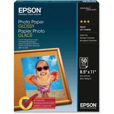 EPSON EPS S041649 — Epson Glossy Finish Photo Paper - 92 Brightness - 96% Opacity - Letter - 8 1/2" x 11" - 52 lb Basis Weight - Glossy - White - 50 / Pack