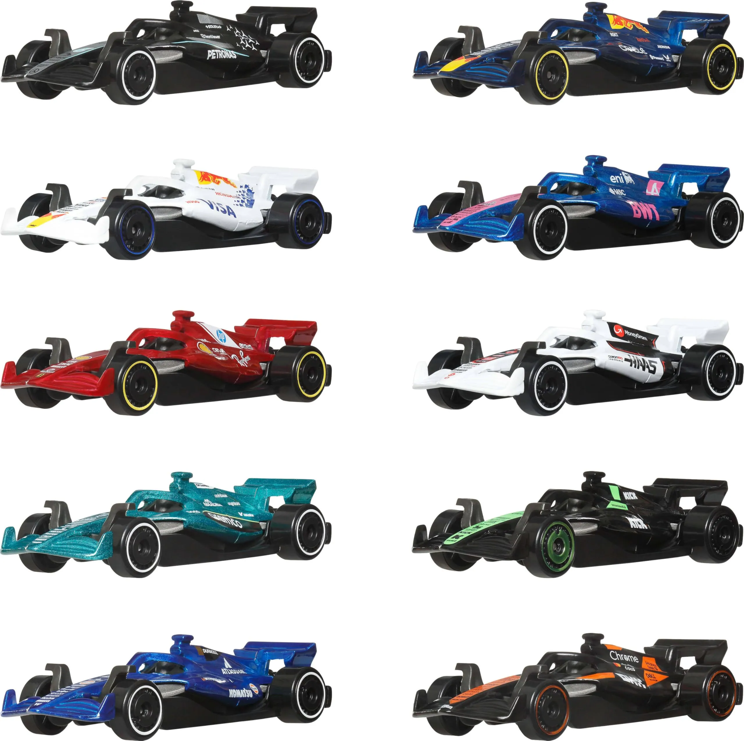 Hot Wheels JMM24 — 2025 Formula 1 World Championship 10 piece Set Diecast Model Cars by Hot Wheels