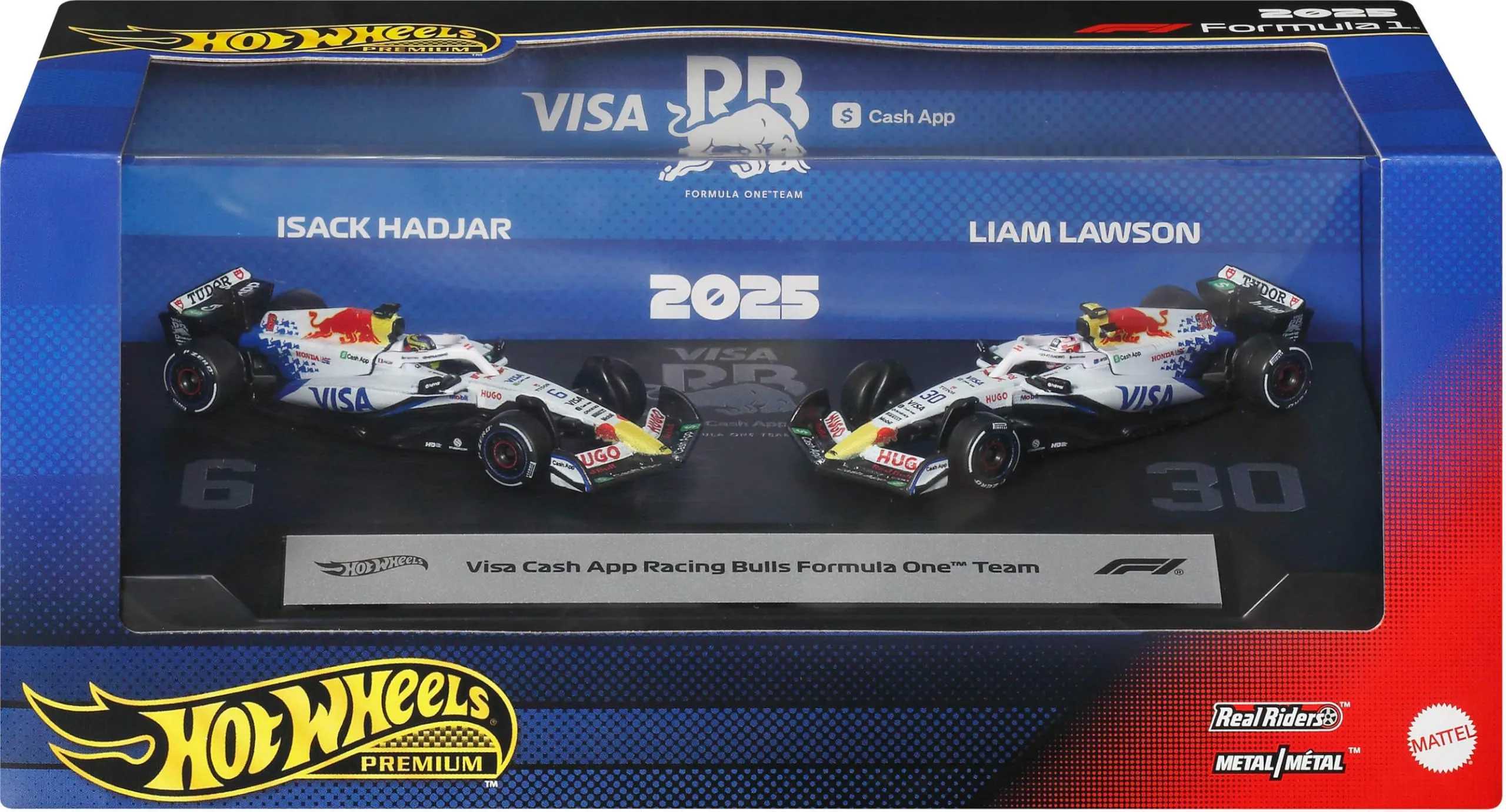Hot Wheels JMM94 — "Visa Cash App Racing Bulls Formula One Team" Formula One F1 World Championship (2025) 2 Piece Set Diecast Model Cars by Hot Wheels