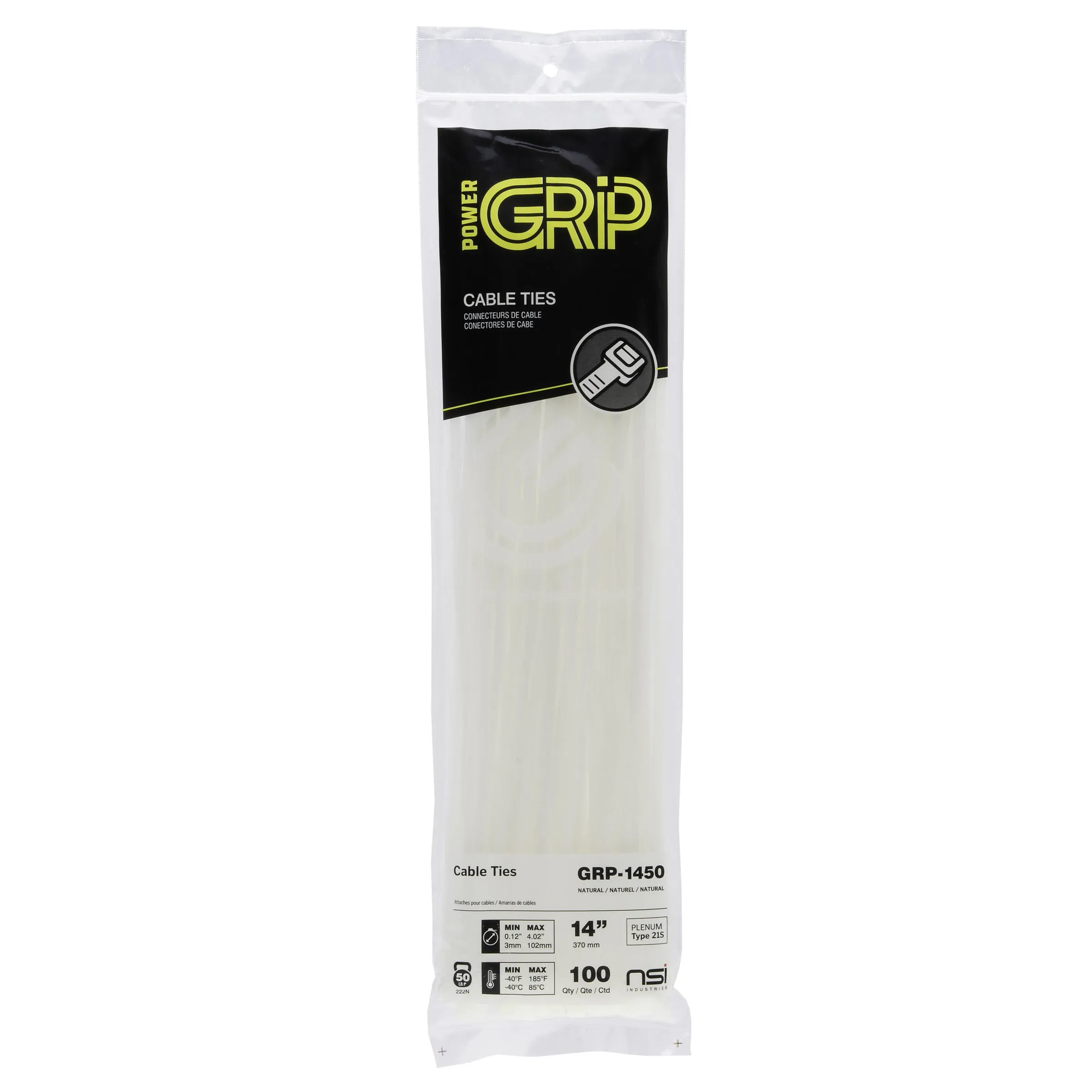 POWER GRIP GRP-1450 — Cable Tie Natural 14" 50lb 100pk
