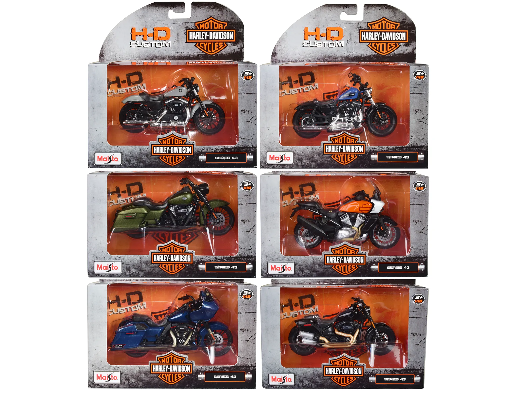 Maisto 31360-43 — Harley-Davidson Motorcycles 6 piece Set Series 43 1/18 Diecast Models by Maisto
