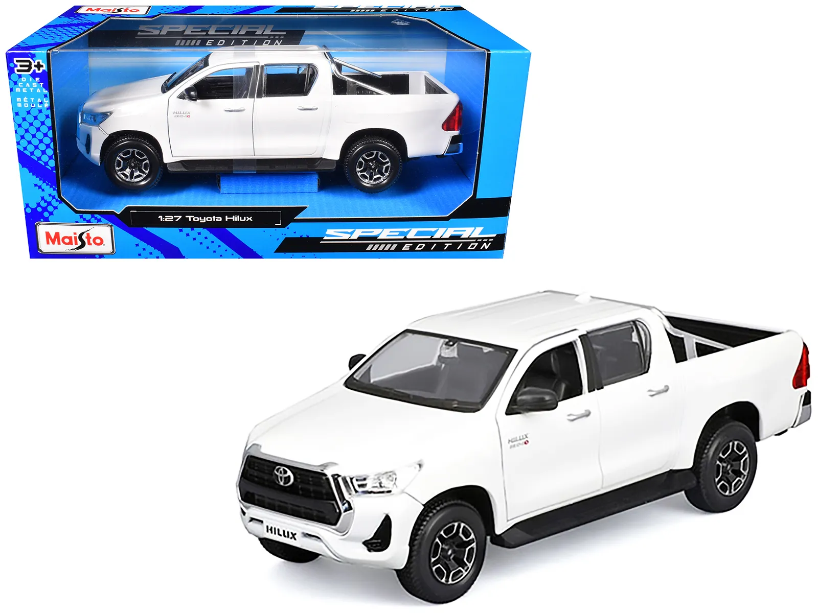 Maisto 32920WH — Toyota Hilux Pickup Truck White "Special Edition" Series 1/27 Diecast Model Car by Maisto