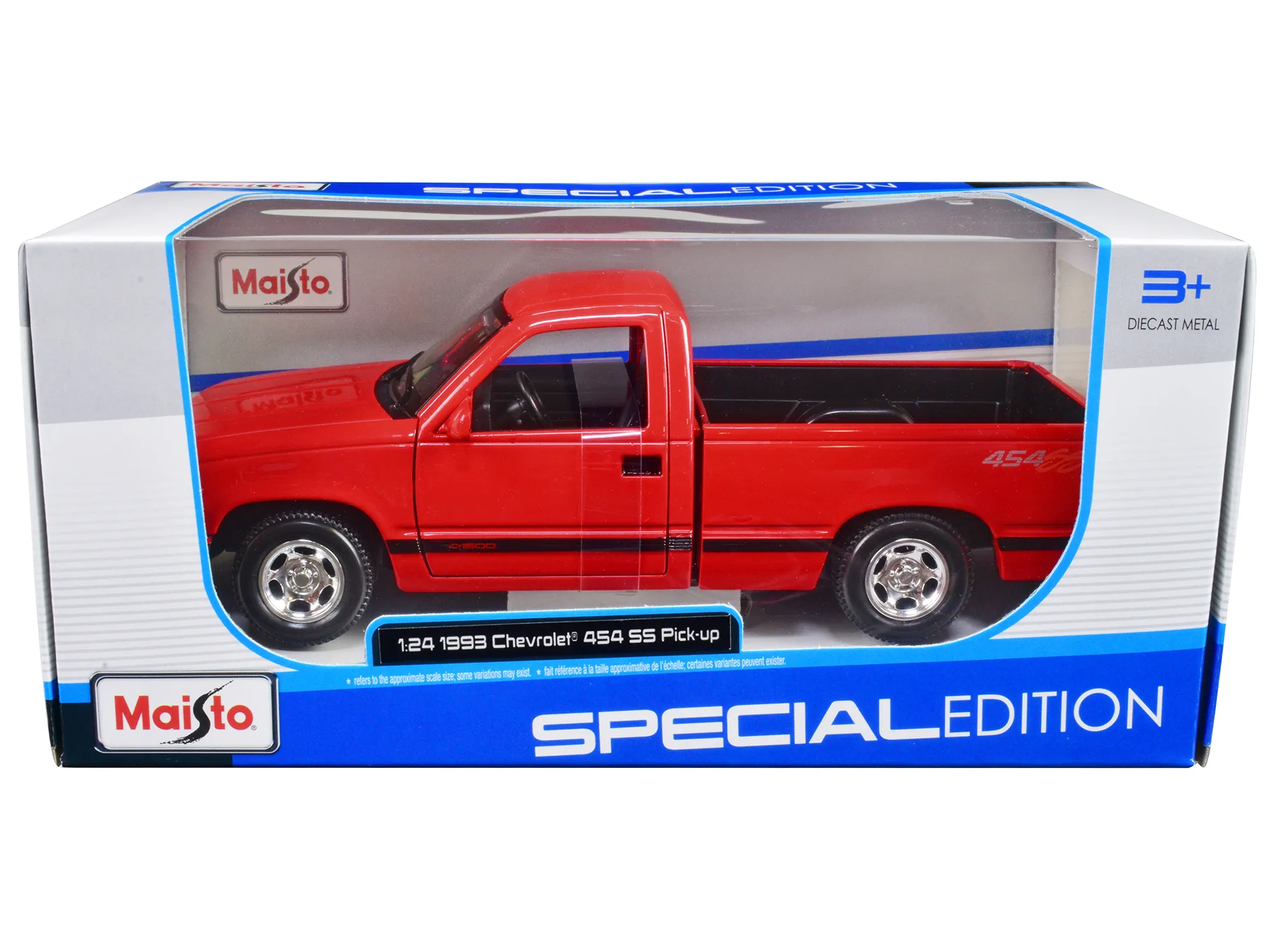 Maisto 32901rd — 1993 Chevrolet 454 SS Pickup Truck Red 1/24 Diecast Model Car by Maisto